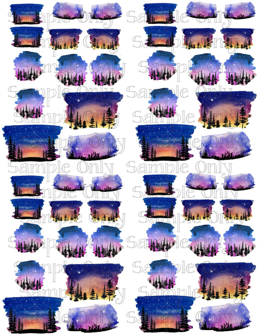 Scenic Night Sky Set 1 Image Sheet For Polymer Clay Transfer Decal DIGITAL FILE OR PRINTED