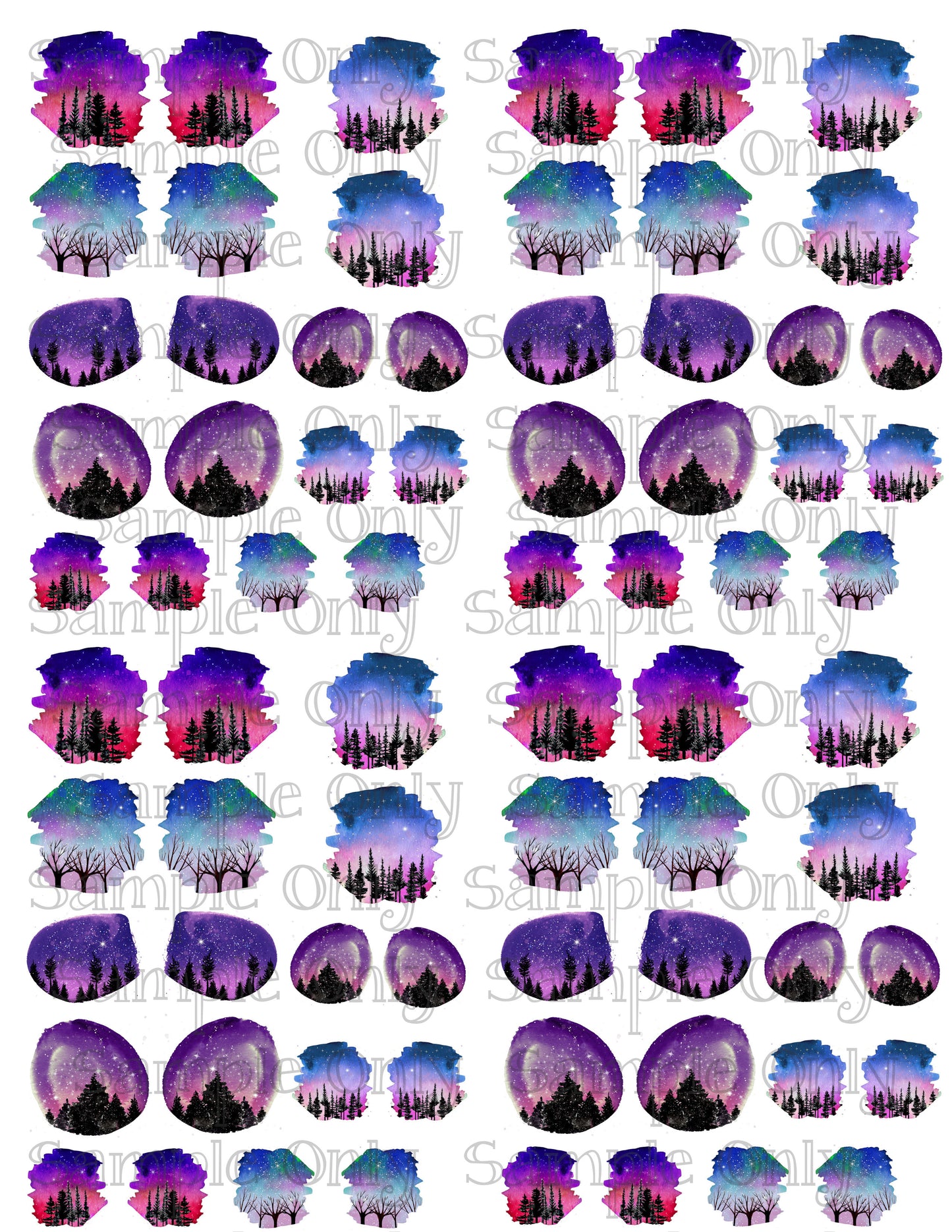 Scenic Night Sky Set 2 Image Sheet For Polymer Clay Transfer Decal DIGITAL FILE OR PRINTED