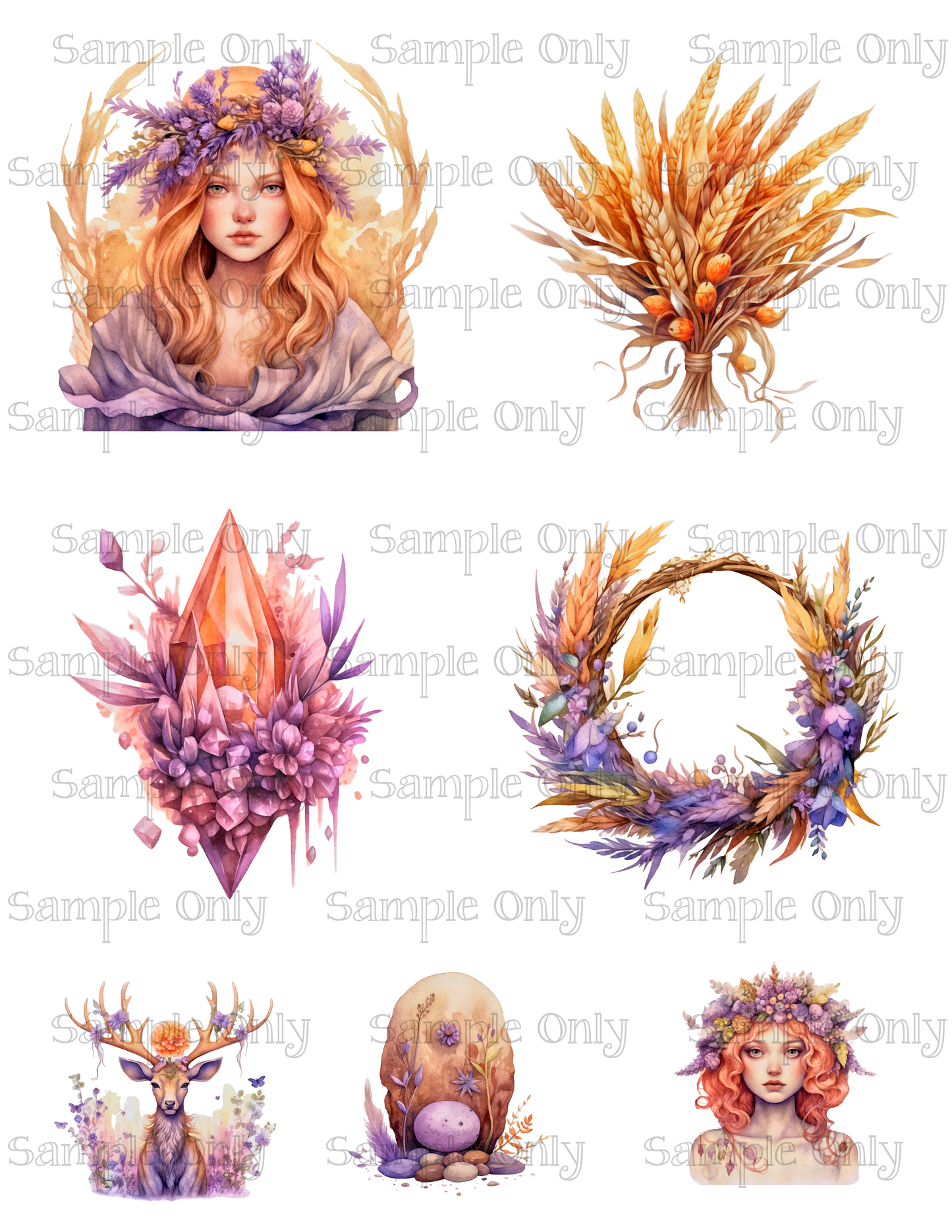 3.5 Inch Pagan Festival Set-01 Image Sheet For Polymer Clay Transfer Decal DIGITAL FILE OR PRINTED