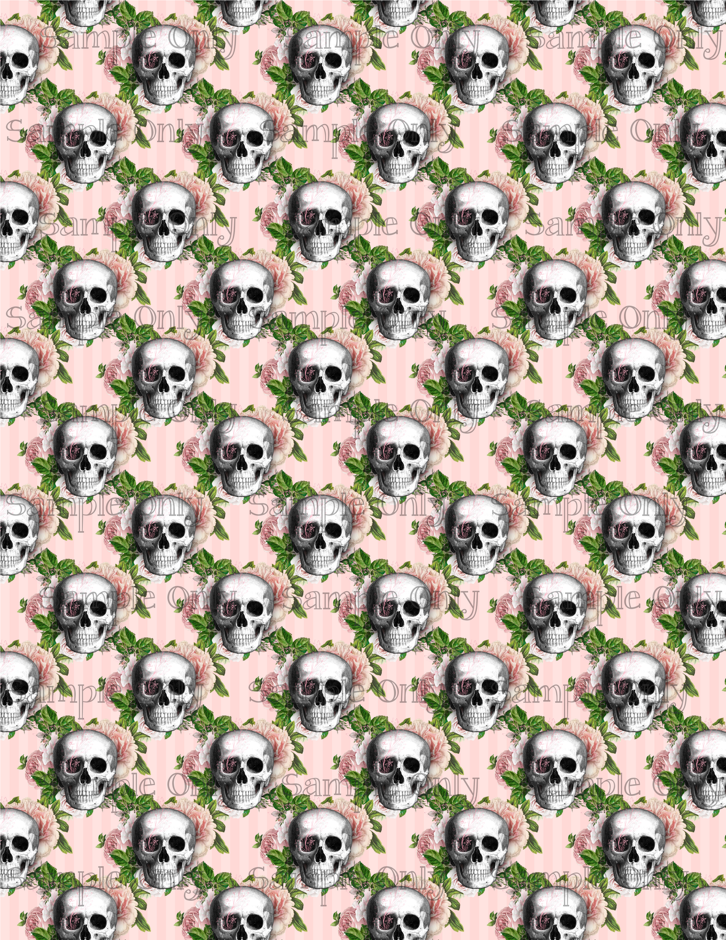 Pink Floral Skeleton Skull Pattern Set-03 Image Sheet For Polymer Clay Transfer Decal DIGITAL FILE OR PRINTED