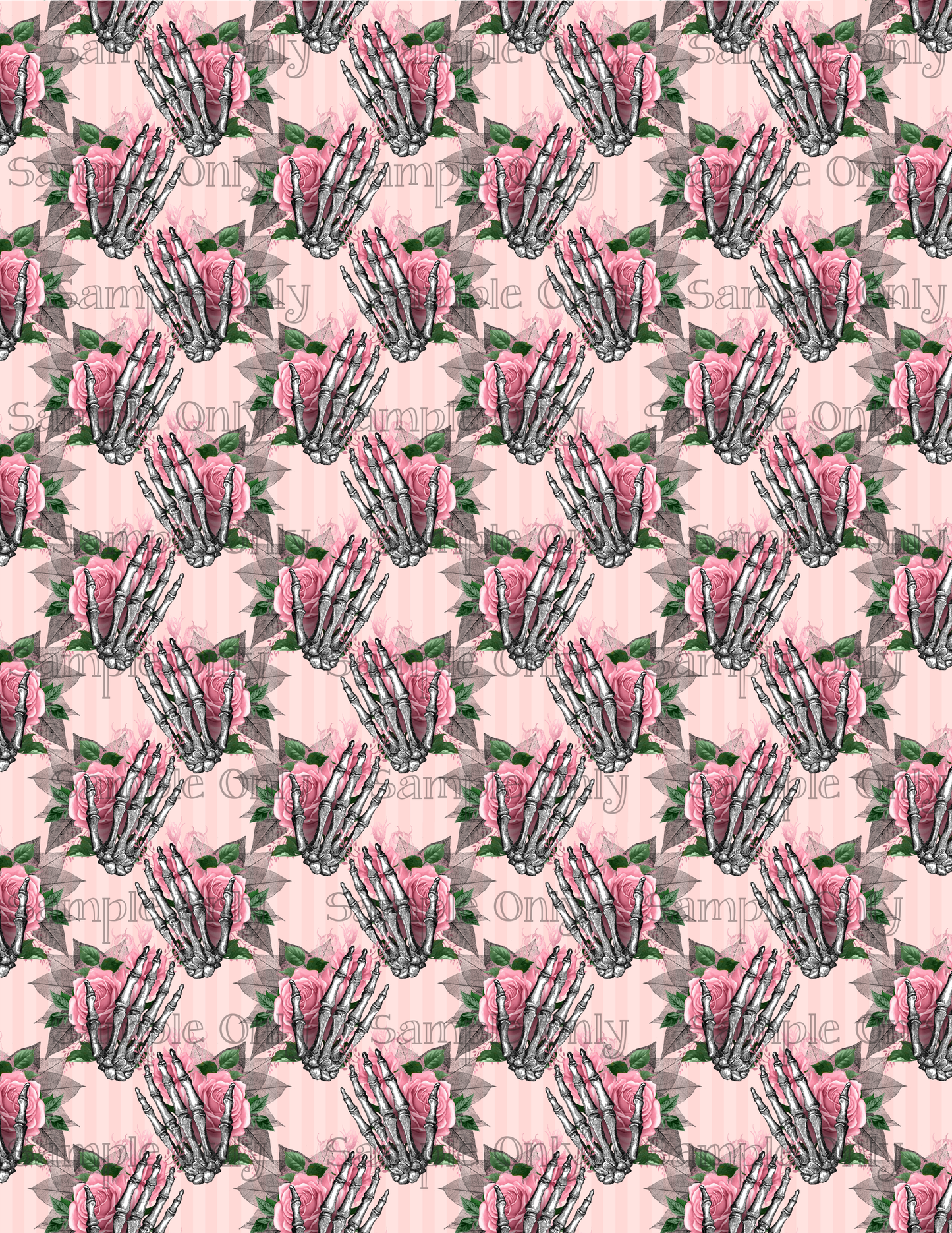 Pink Floral Skeleton Hands Pattern Set-04 Image Sheet For Polymer Clay Transfer Decal DIGITAL FILE OR PRINTED