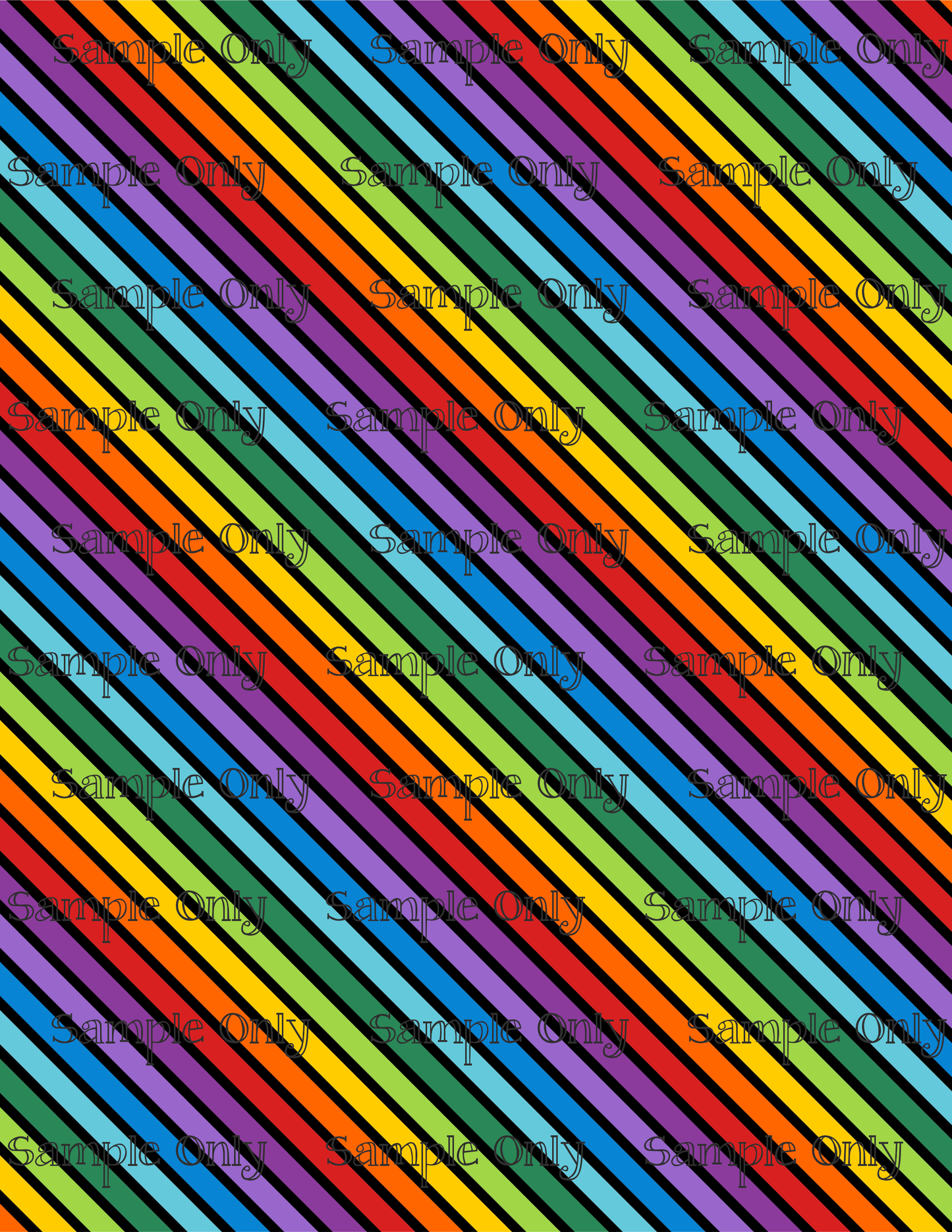 Rainbow and Black Diagonal Stripes Pattern Image Transfer Sheet For Polymer Clay