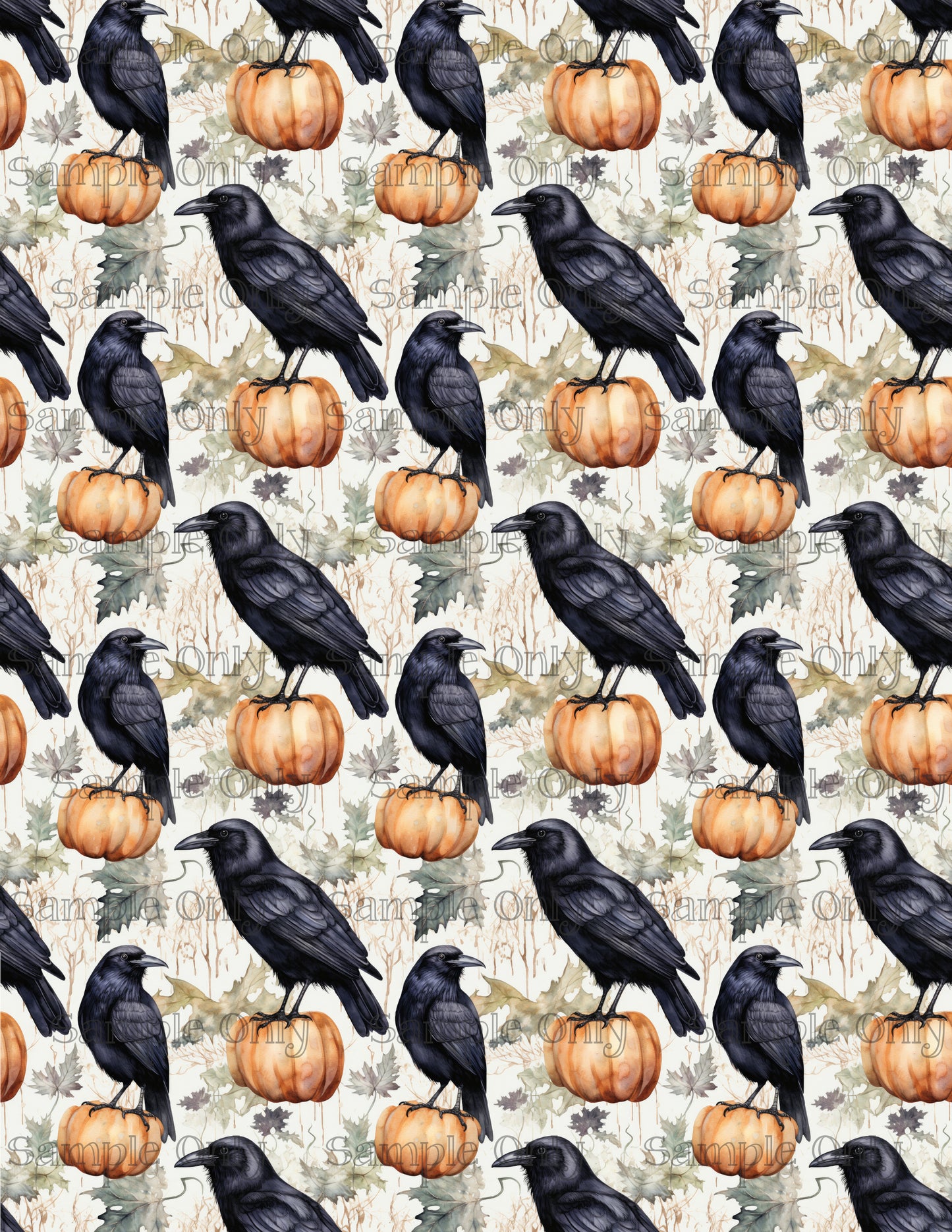 Halloween Raven Bird and Pumpkins 01 Image Sheet For Polymer Clay Transfer Decal DIGITAL FILE OR PRINTED