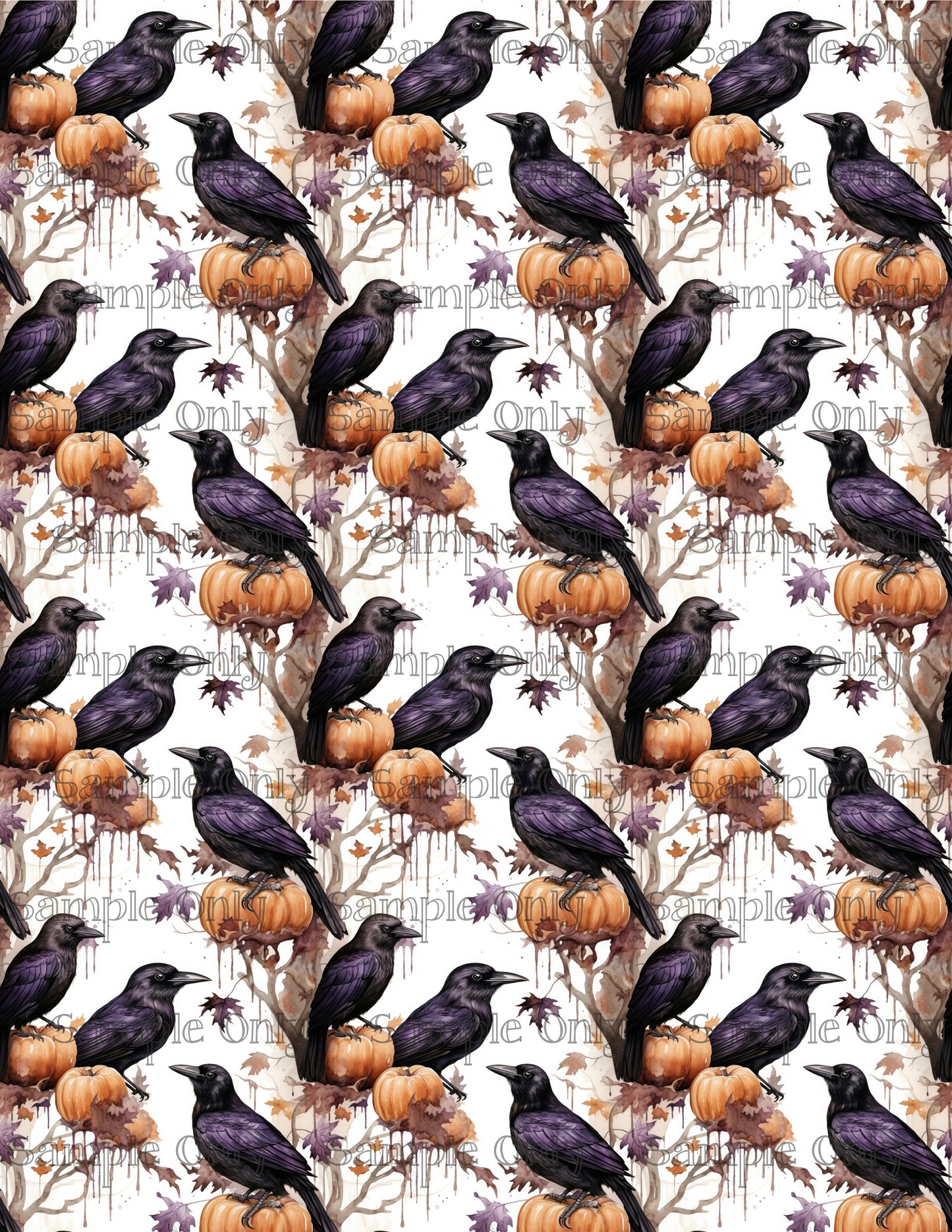 Halloween Raven Bird and Pumpkins 02 Image Sheet For Polymer Clay Transfer Decal DIGITAL FILE OR PRINTED