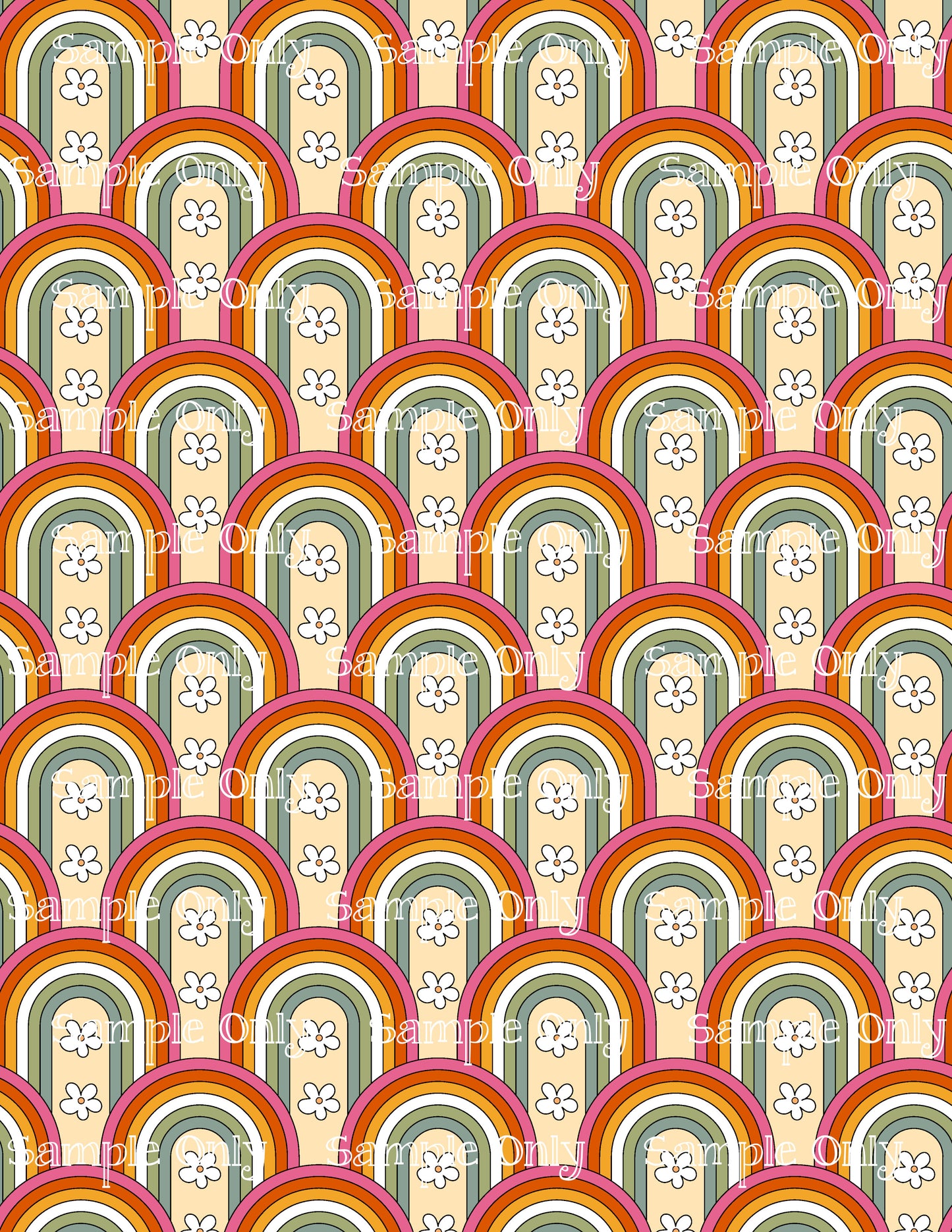 Retro Boho Daisy Rainbow Floral Pattern Image Sheet For Polymer Clay Transfer Decal DIGITAL FILE OR PRINTED RT04