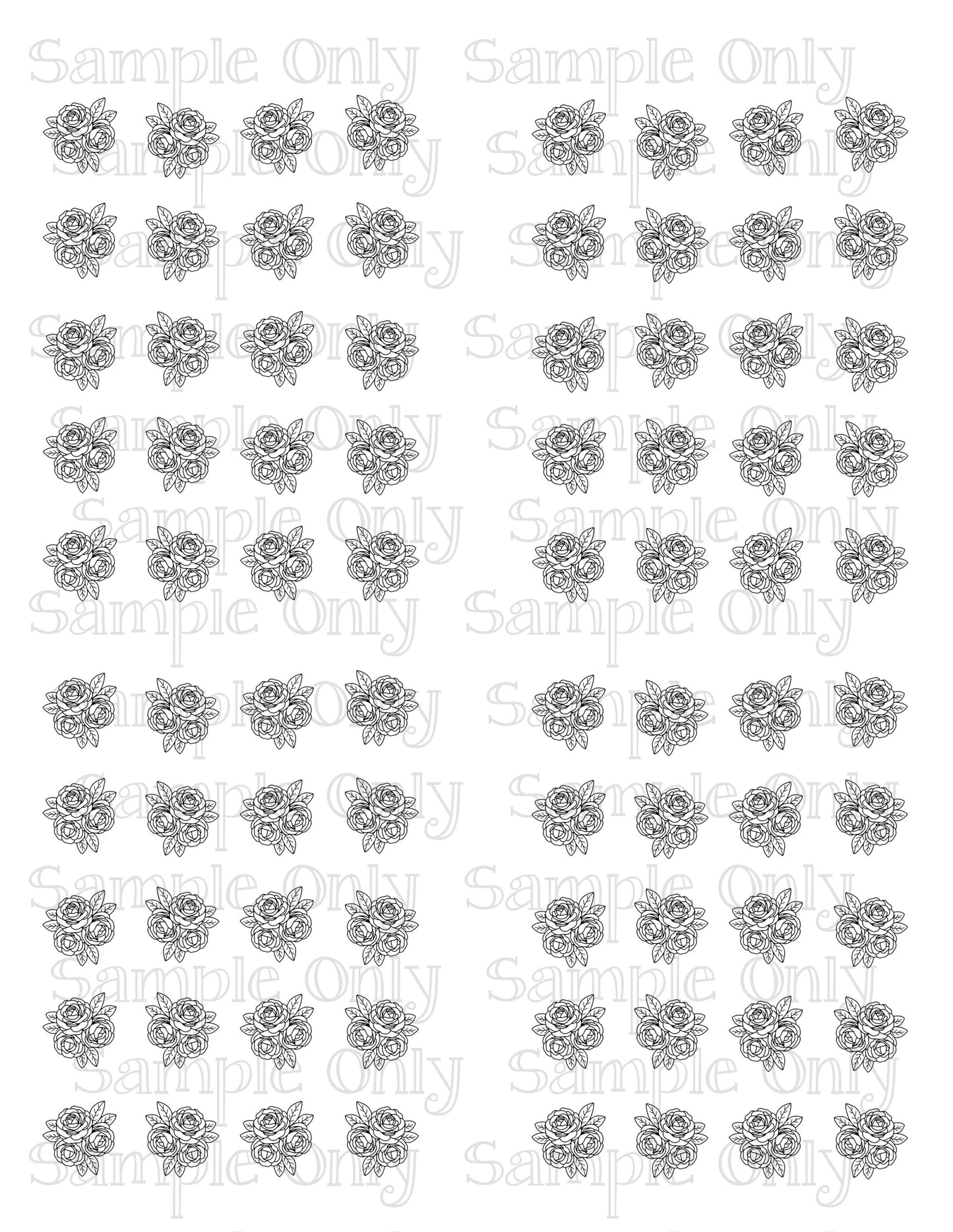 .75 Inch Flowers Rose Clusters Image Sheet For Polymer Clay Transfer Decal DIGITAL FILE OR PRINTED