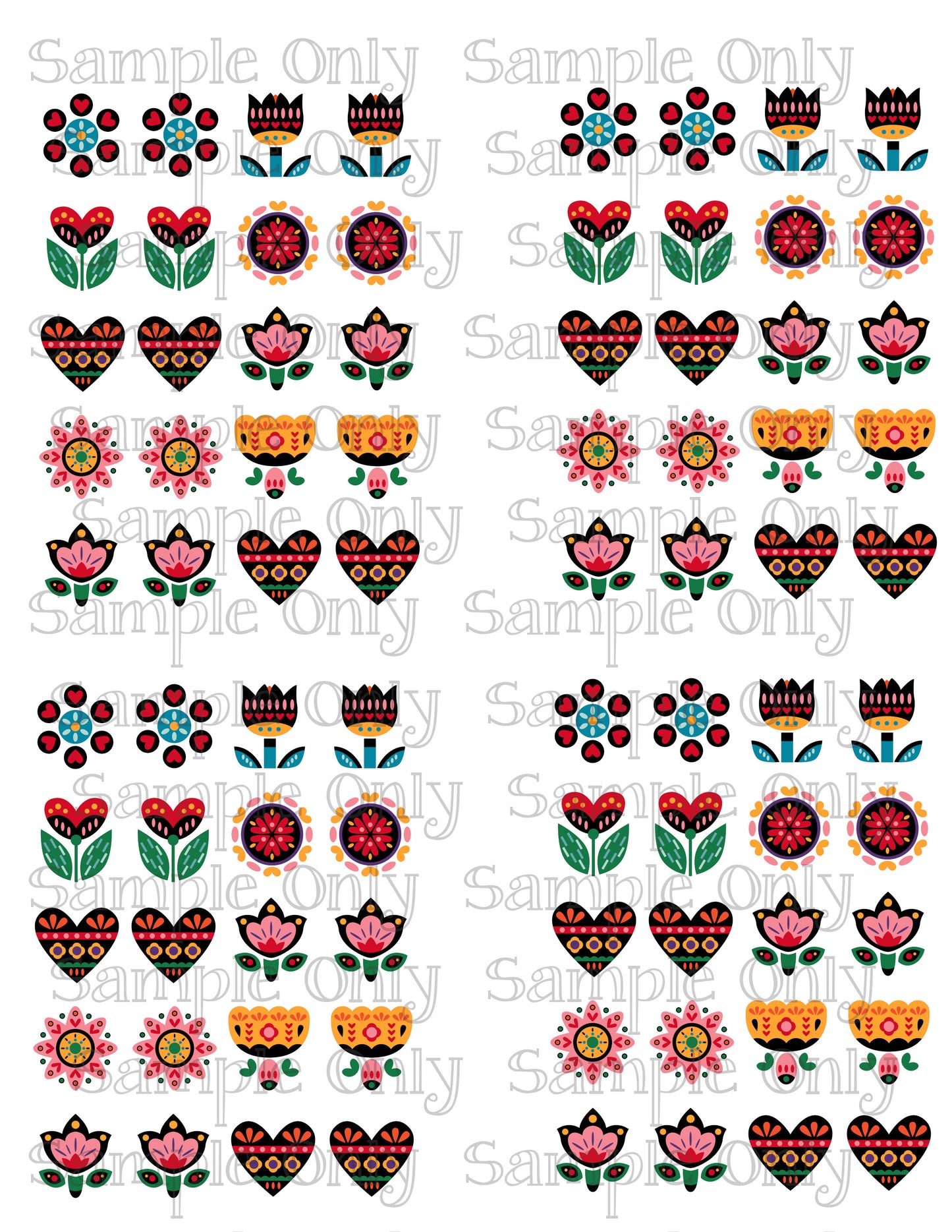 Scandinavian Floral Image Sheet For Polymer Clay Transfer Decal DIGITAL FILE OR PRINTED