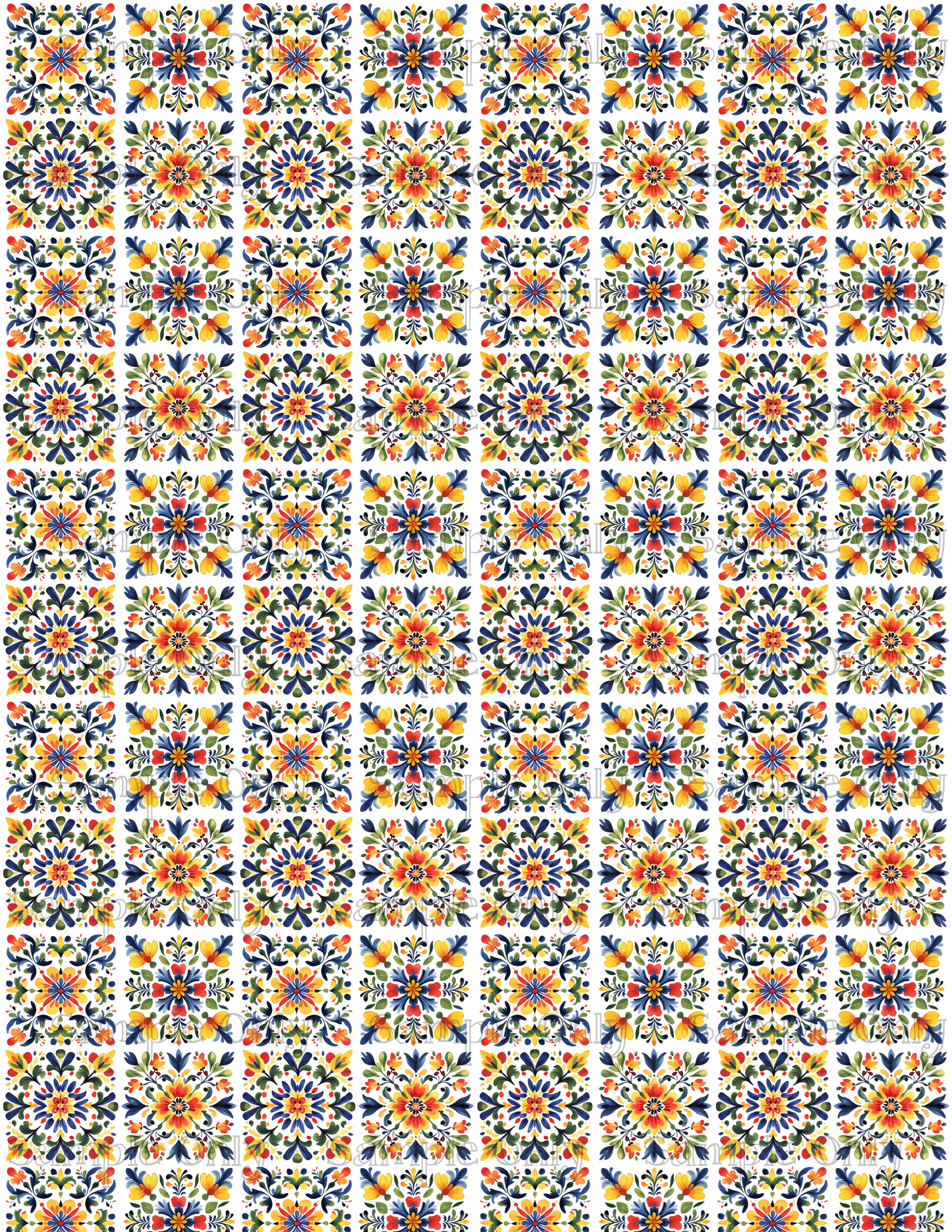 Talavera Pottery Colorful Tiles Pattern Style 3 Image Sheet For Polymer Clay Transfer Decal DIGITAL FILE OR PRINTED