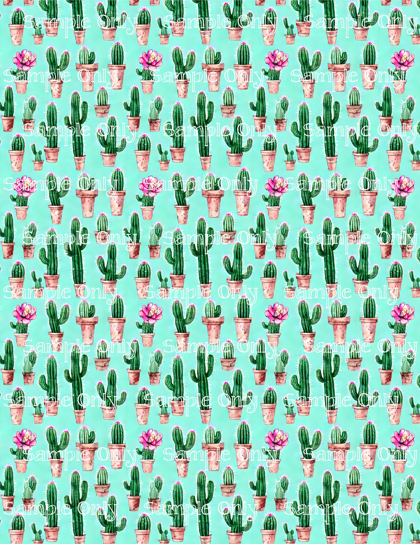 Watercolor Cactus Pattern Image Sheet For Polymer Clay Transfer Decal DIGITAL FILE OR PRINTED WC10