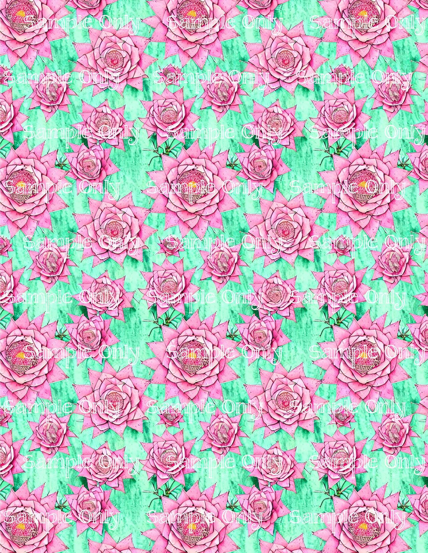 Watercolor Cactus Pattern Image Sheet For Polymer Clay Transfer Decal DIGITAL FILE OR PRINTED WC12