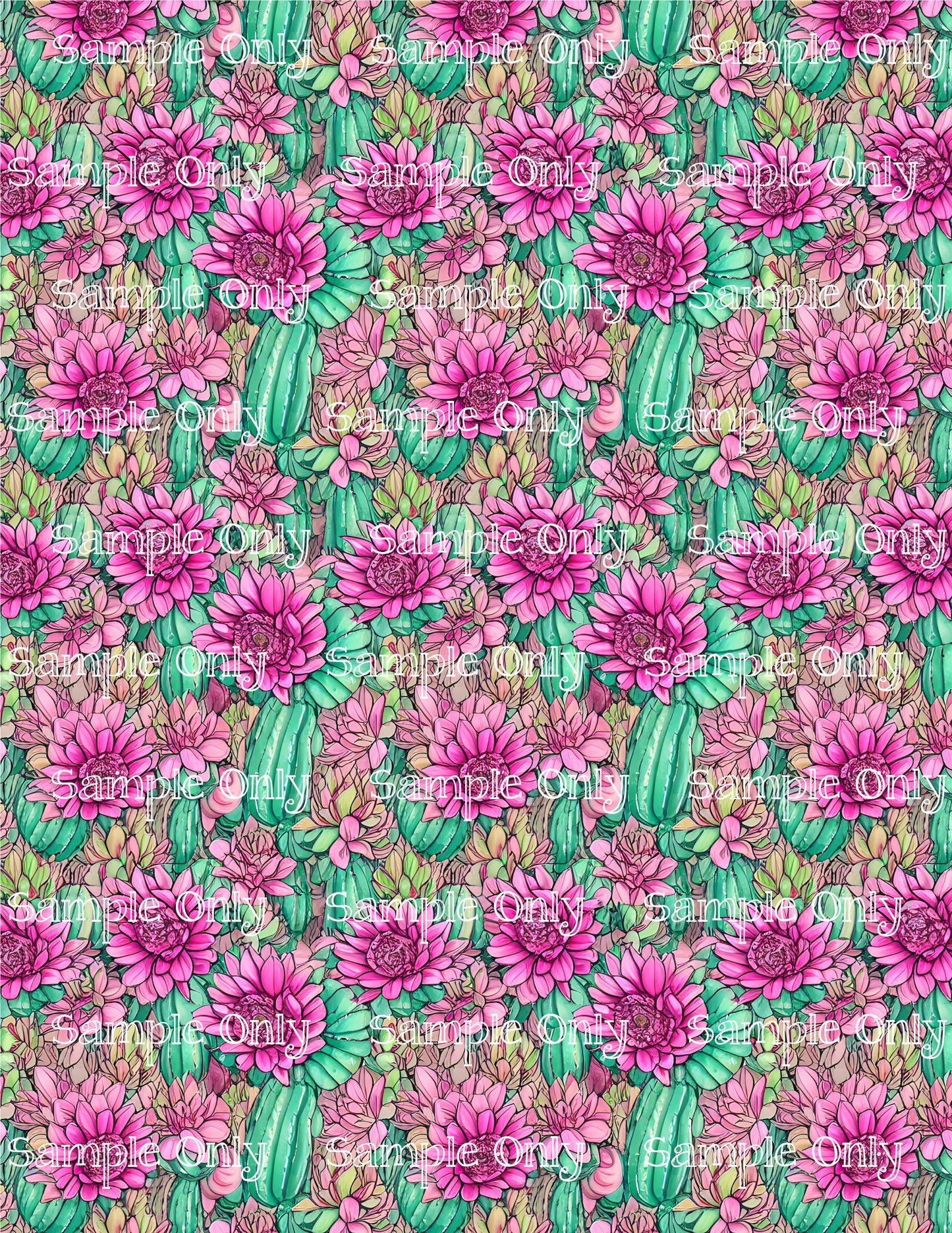 Watercolor Cactus Pattern Image Sheet For Polymer Clay Transfer Decal DIGITAL FILE OR PRINTED WC03