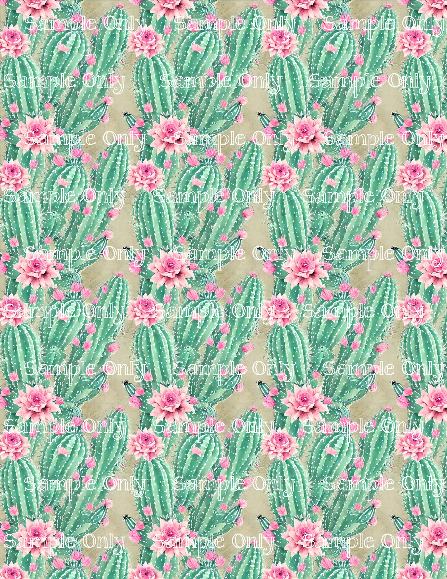 Watercolor Cactus Pattern Image Sheet For Polymer Clay Transfer Decal DIGITAL FILE OR PRINTED WC04
