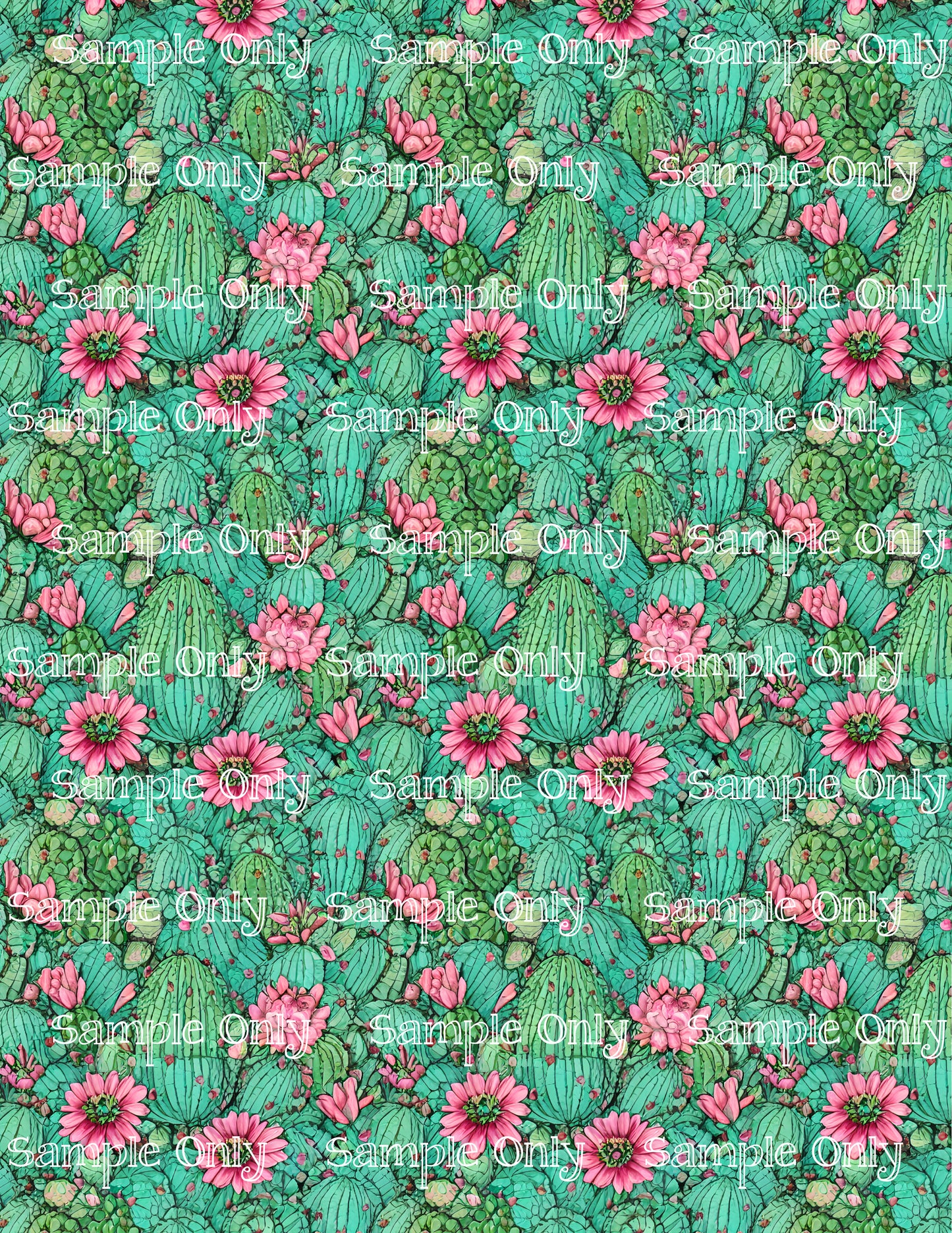 Watercolor Cactus Pattern Image Sheet For Polymer Clay Transfer Decal DIGITAL FILE OR PRINTED WC05