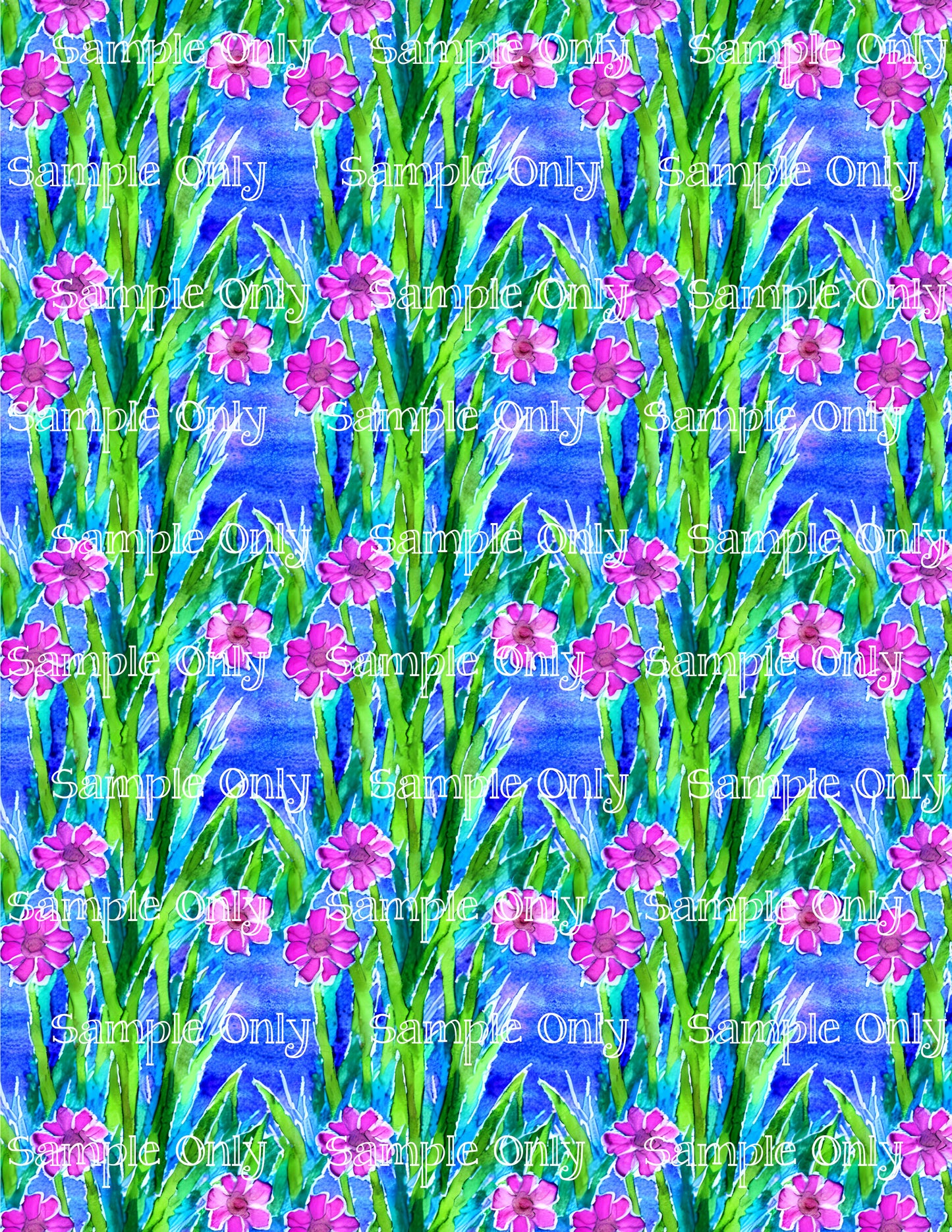 Watercolor Floral Pattern Image Sheet For Polymer Clay Transfer Decal DIGITAL FILE OR PRINTED WCF01