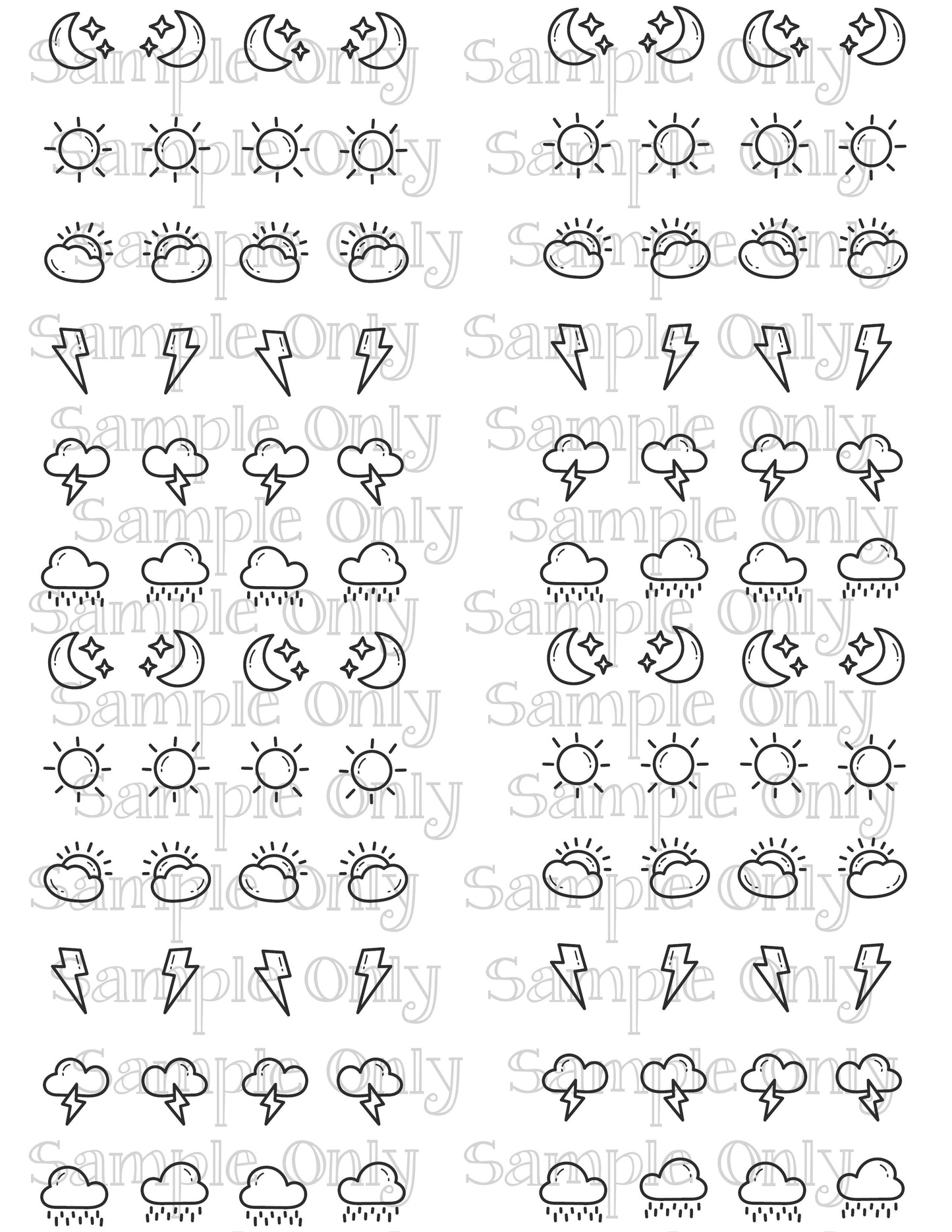 .75 Inch Weather Image Sheet For Polymer Clay Transfer Decal DIGITAL FILE OR PRINTED