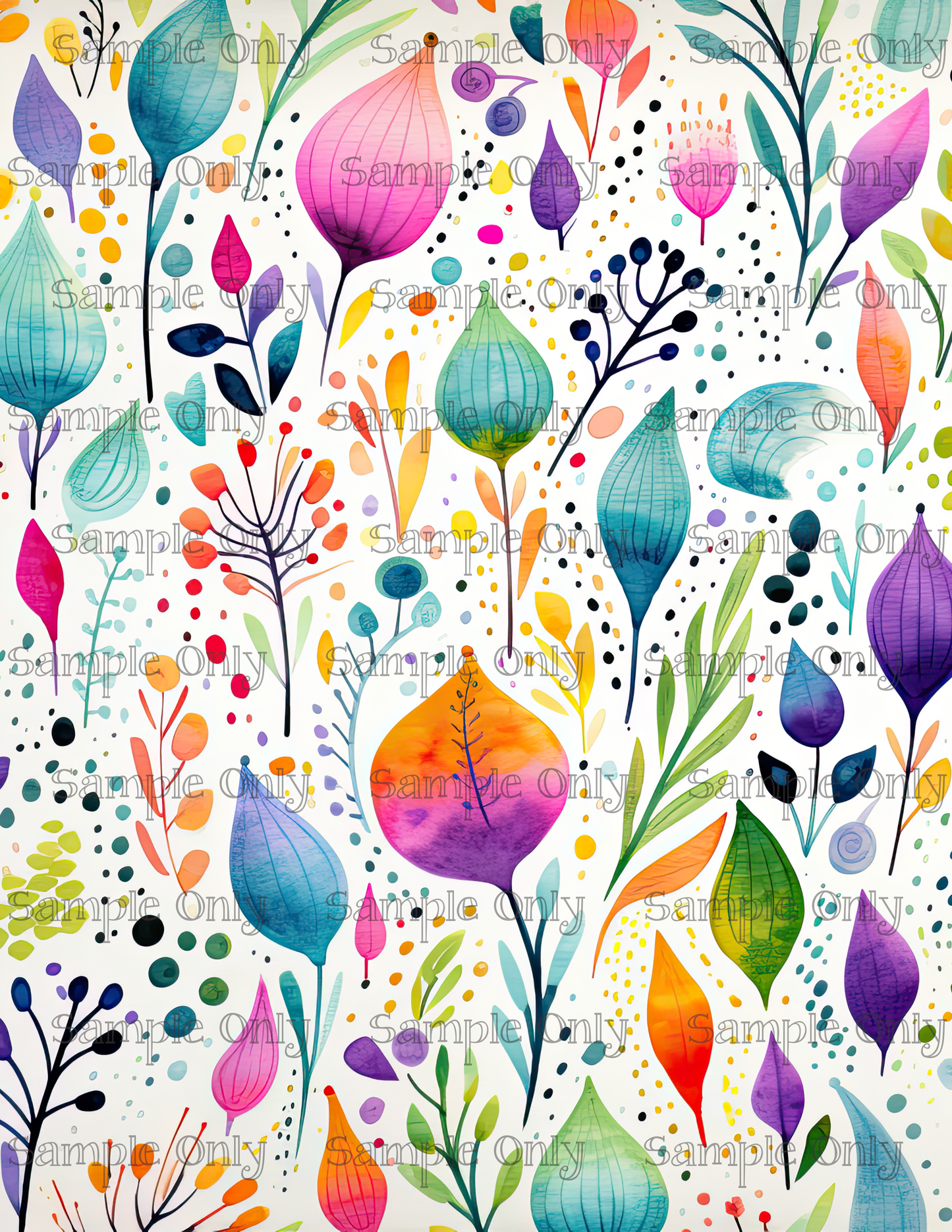 Whimsical Abstract Flower PATTERN Set 2 Image Sheet For Polymer Clay Transfer Decal DIGITAL FILE OR PRINTED