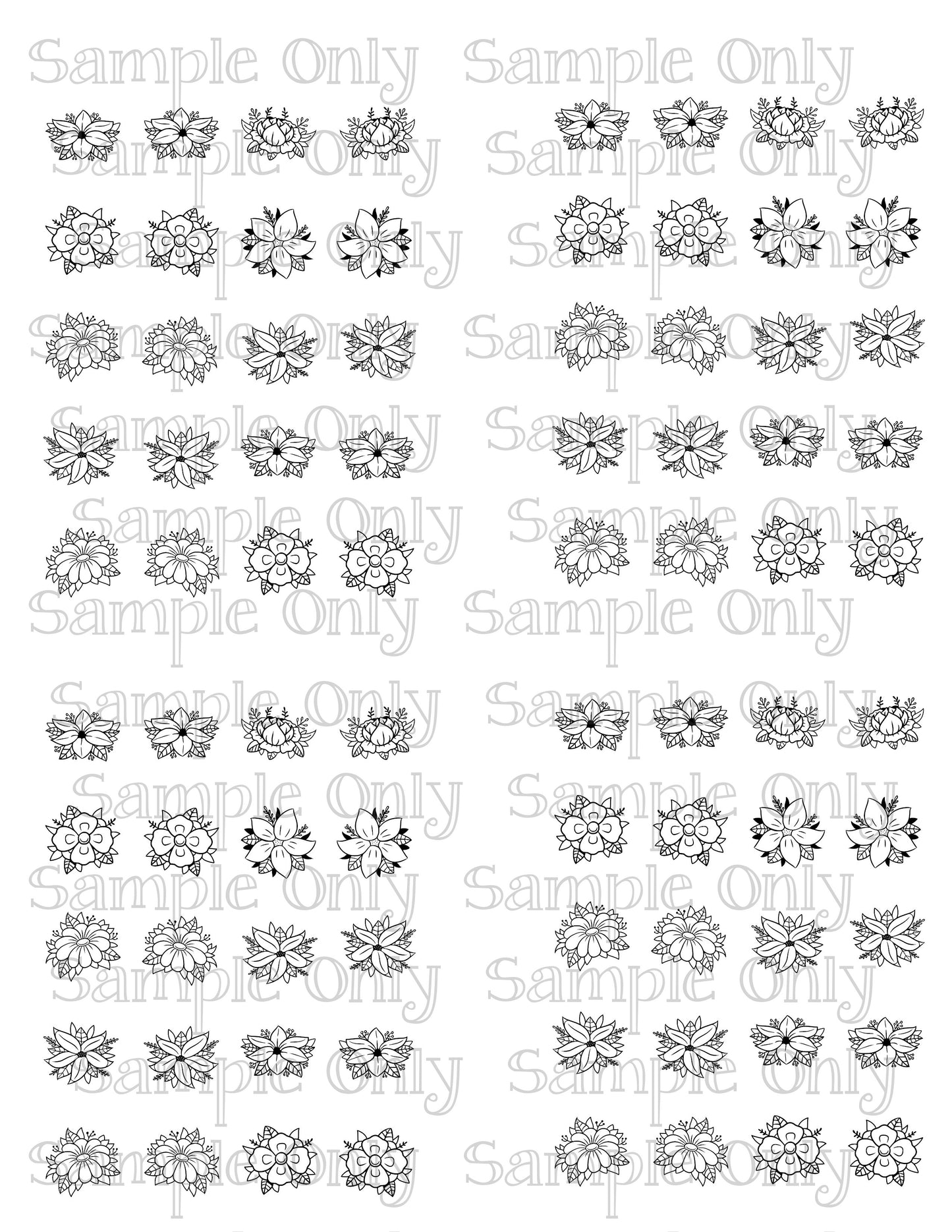 .75 Inch Assorted Flowers Set-02 Image Sheet For Polymer Clay Transfer Decal DIGITAL FILE OR PRINTED