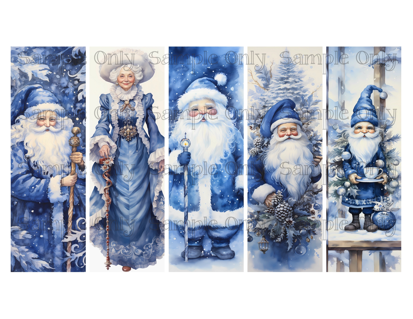 Christmas Bookmark Set 02 Printed Water Soluble Image Transfer Sheet For Polymer Clay