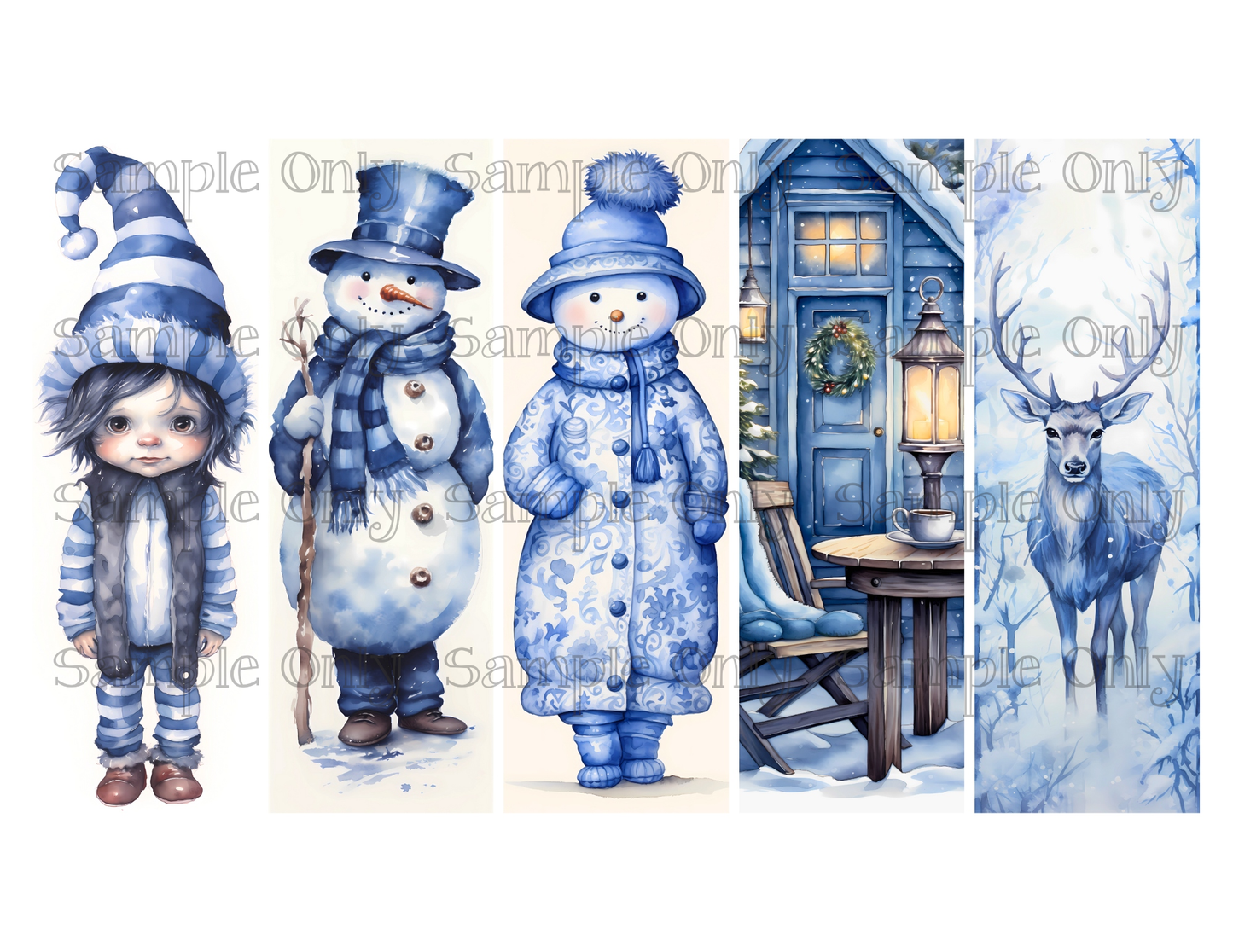 Christmas Bookmark Set 03 Printed Water Soluble Image Transfer Sheet For Polymer Clay