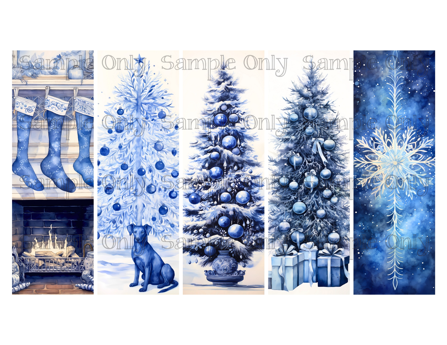 Christmas Bookmark Set 04 Printed Water Soluble Image Transfer Sheet For Polymer Clay