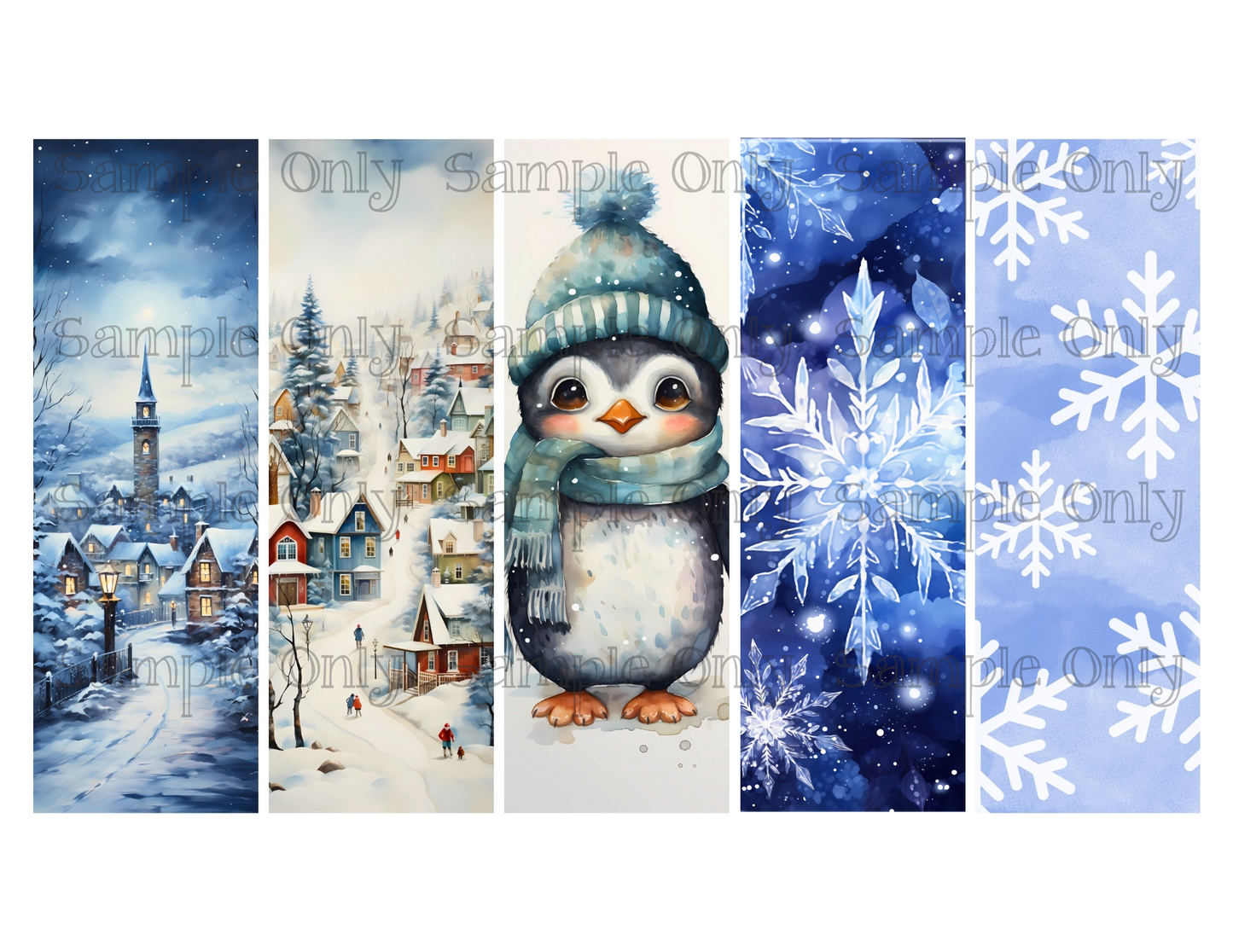 Christmas Bookmark Set 08 Printed Water Soluble Image Transfer Sheet For Polymer Clay