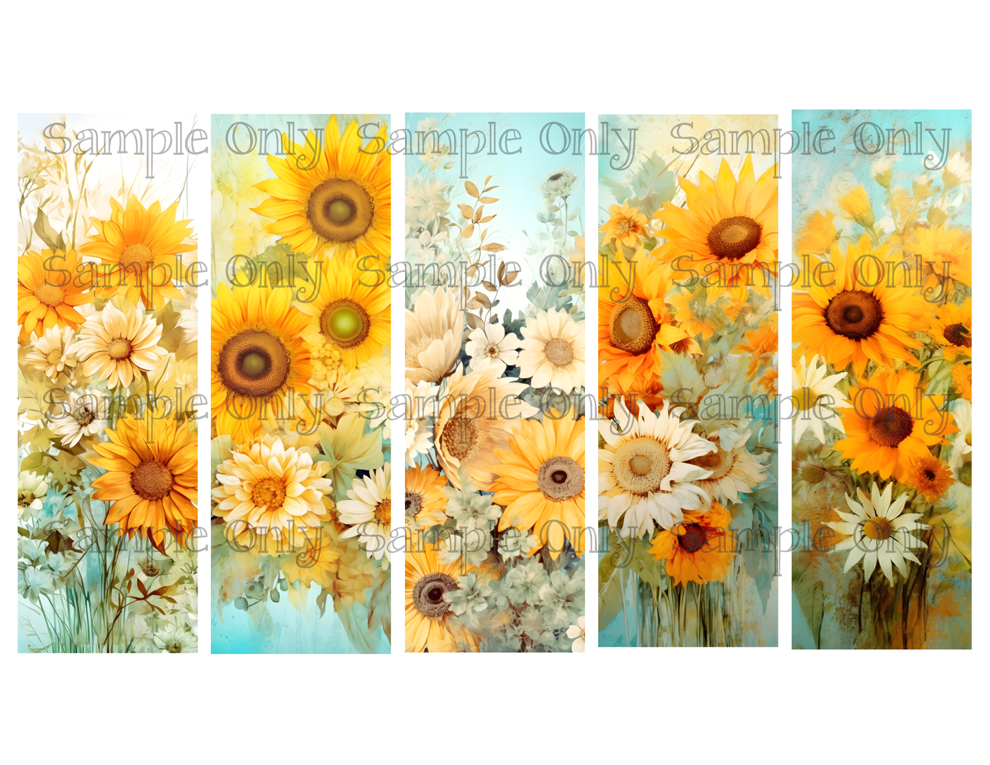 Sunflower Bookmark Set 01 Printed Water Soluble Image Transfer Sheet For Polymer Clay