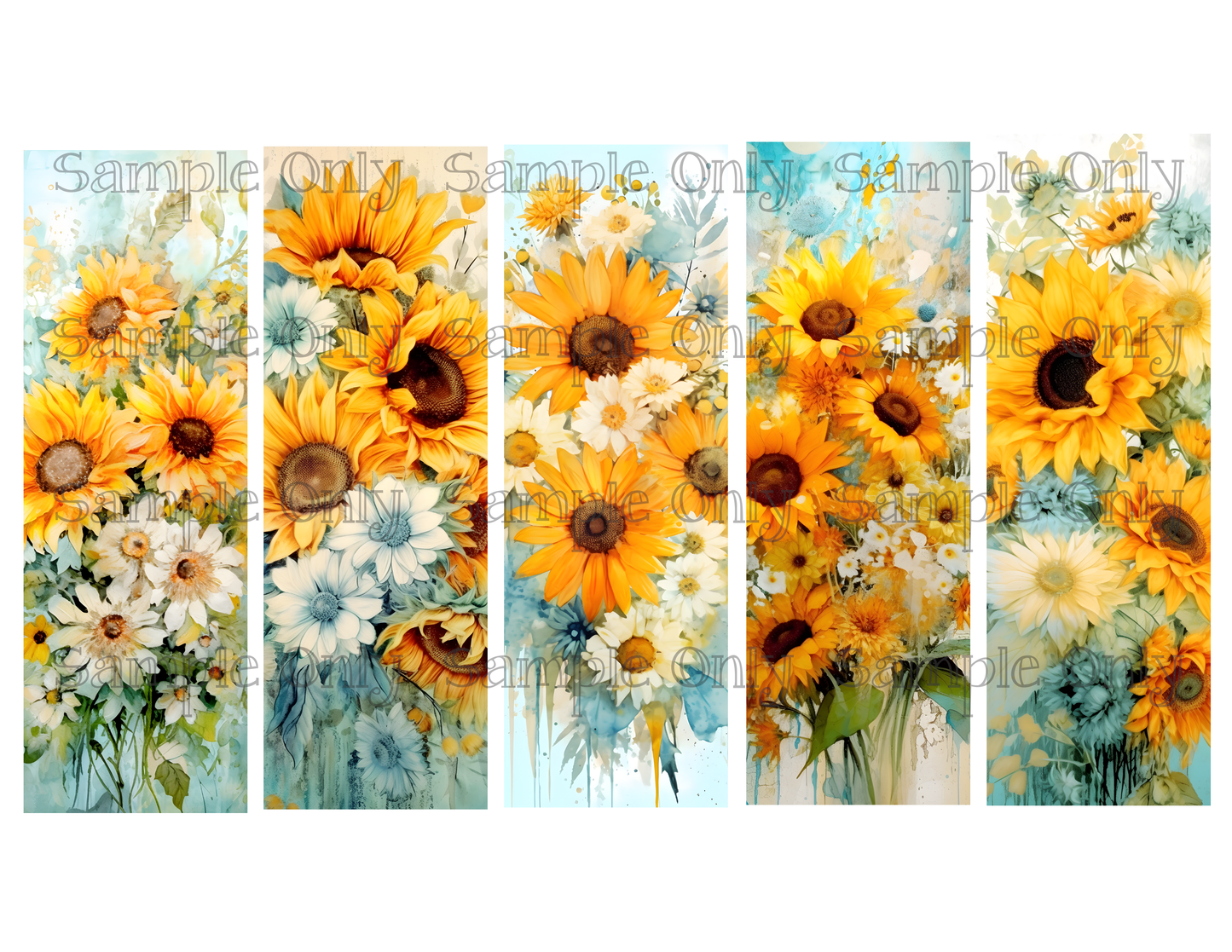 Sunflower Bookmark Set 02 Printed Water Soluble Image Transfer Sheet For Polymer Clay