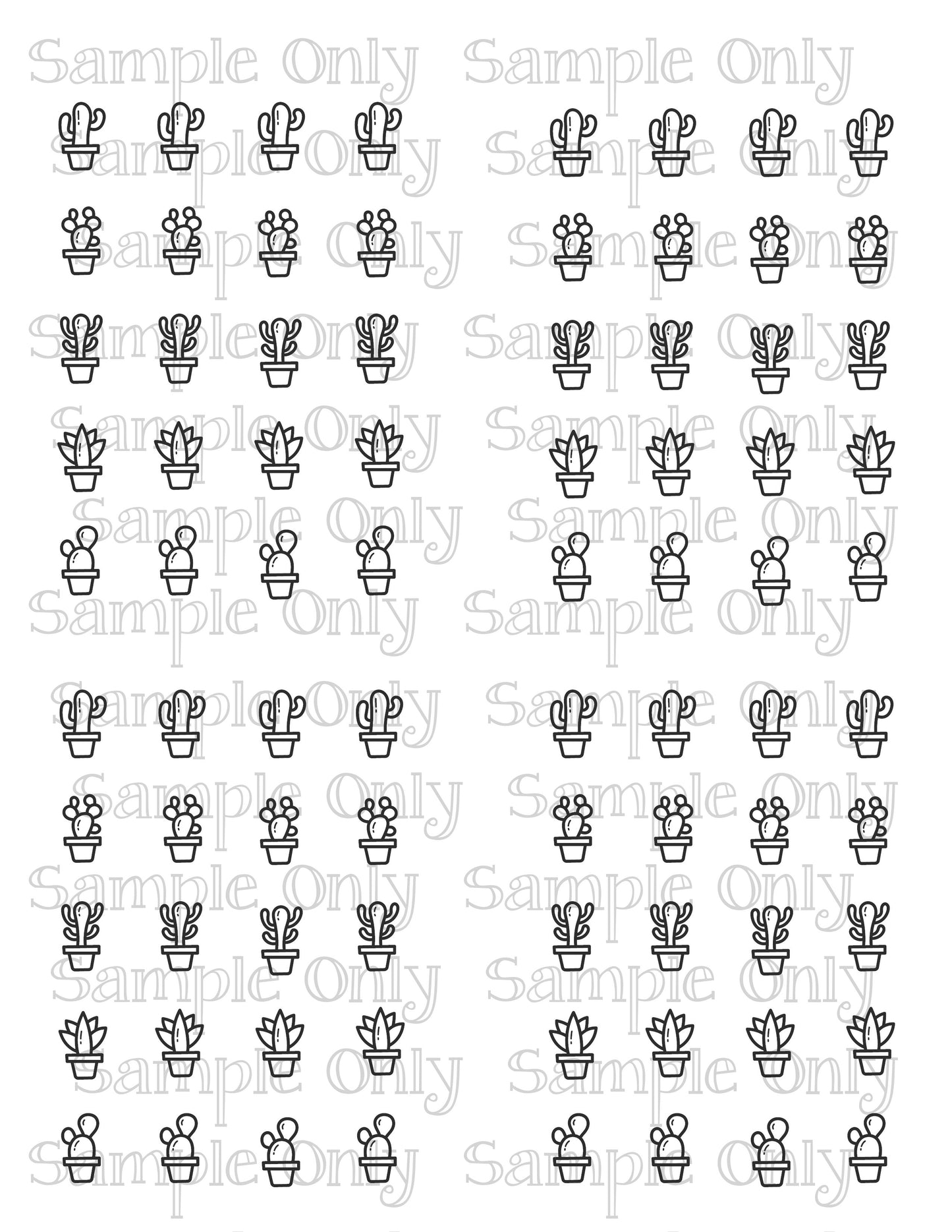 .75 Inch Potted Cactus DIGITAL OR PRINTED Image Transfer Sheet For Polymer Clay