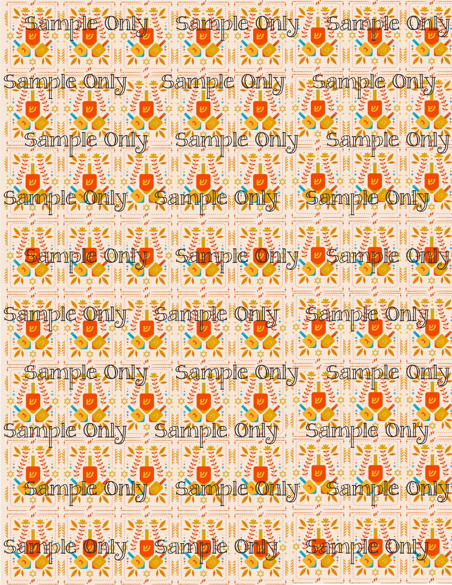 Hanukkah Pattern 16 Image Sheet For Polymer Clay Transfer Decal DIGITAL FILE OR PRINTED