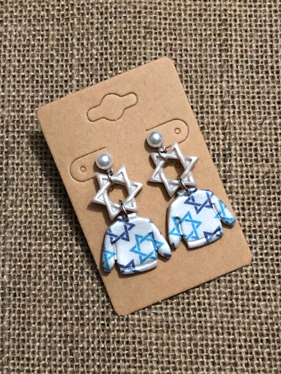 Hanukkah Sweater Pearl Dangle Earrings YOU CHOOSE Star Of David Menorah