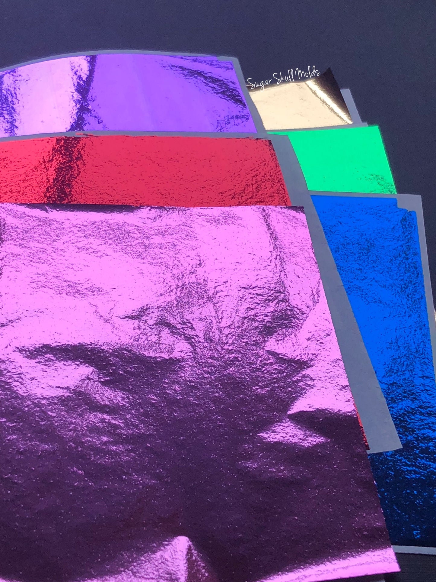 30 Sheets Of Metal Foil Leaf Sheets Gold Red Blue Pink Purple Green Set 1 Brights