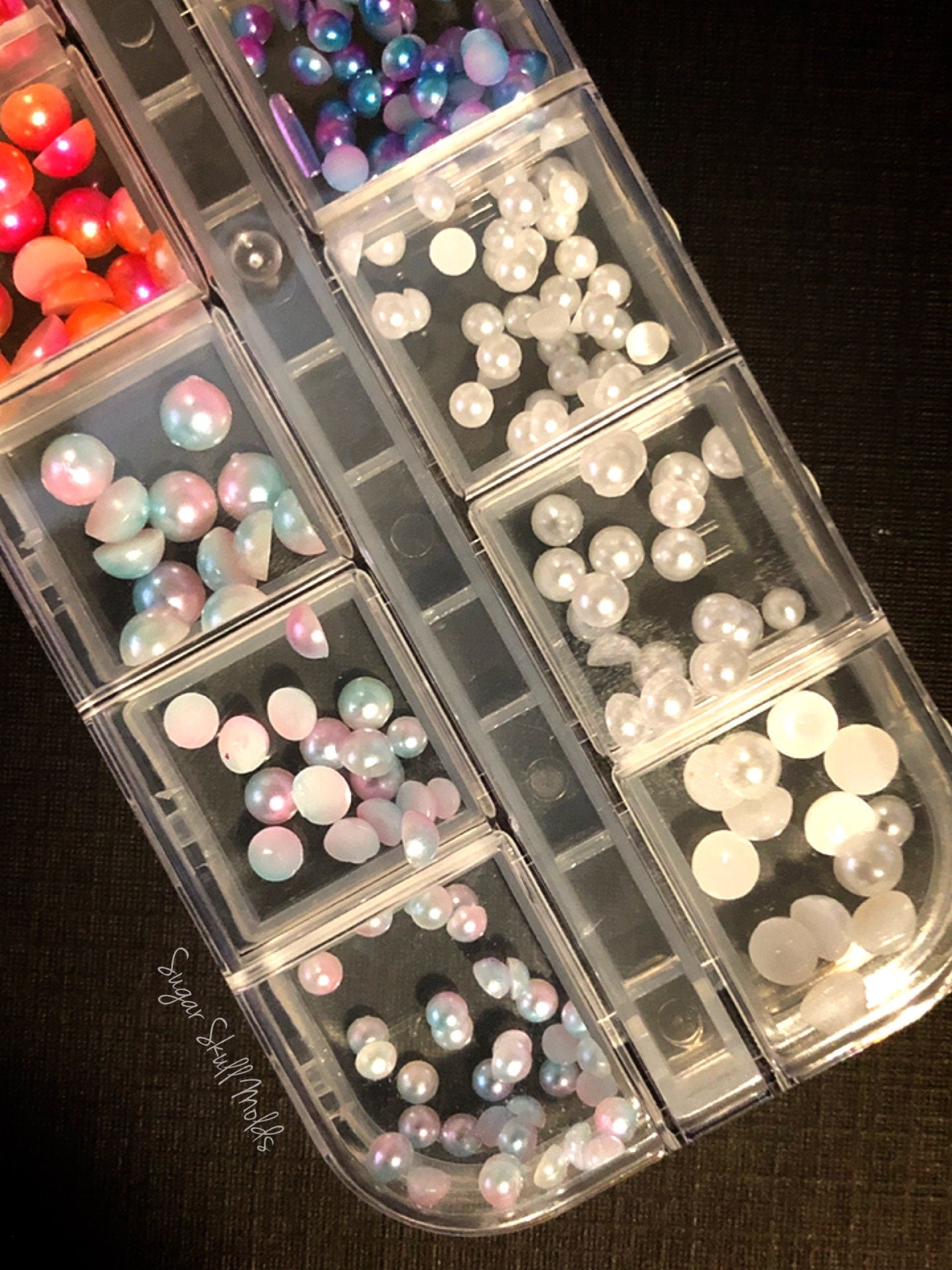 Assorted Gradient and White Pearl Flatback Ombre Pearls 3-5mm Cabochon Mermaid Galaxy and Sunset