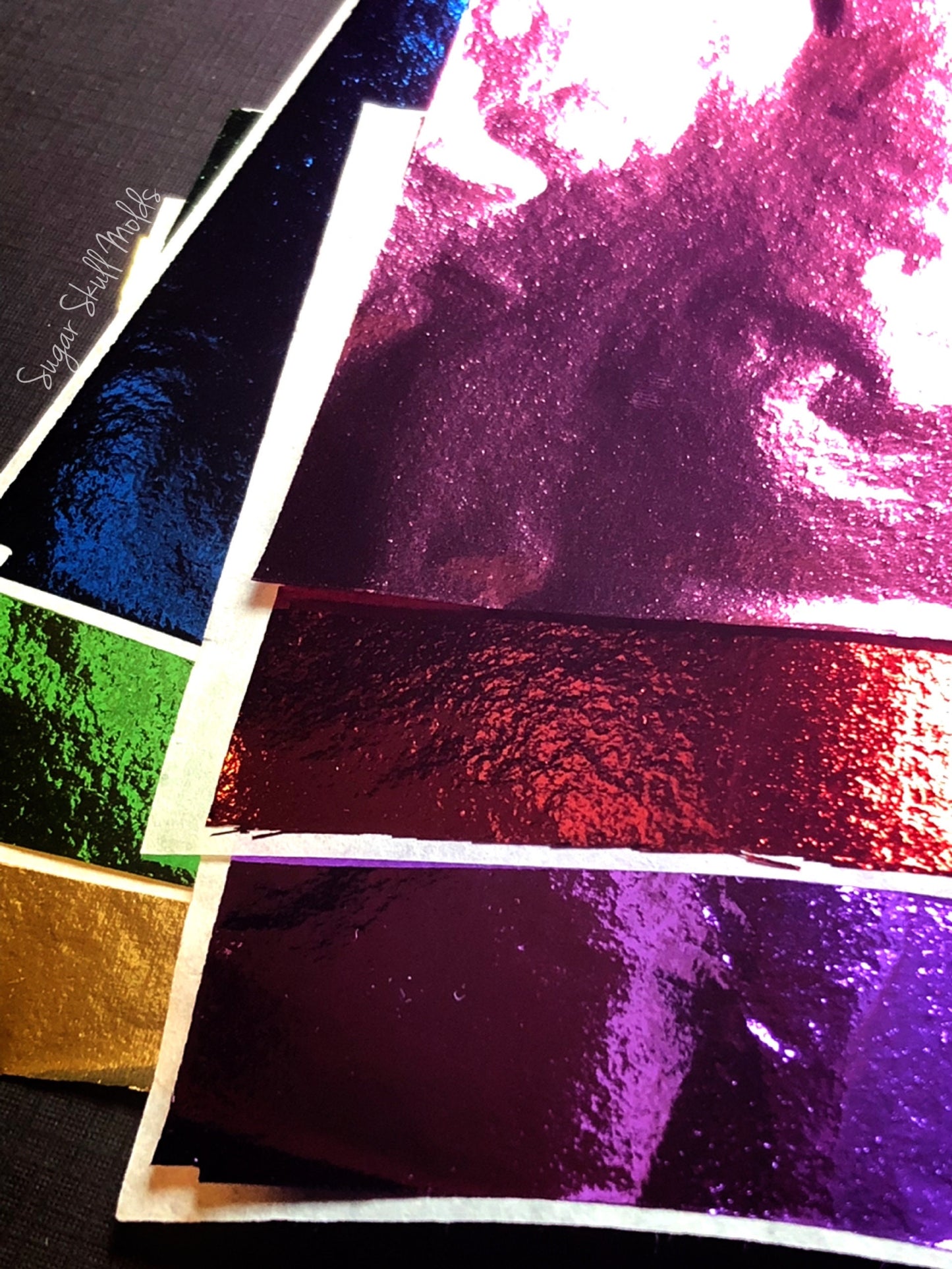 30 Sheets Of Metal Foil Leaf Sheets Gold Red Blue Pink Purple Green Set 1 Brights