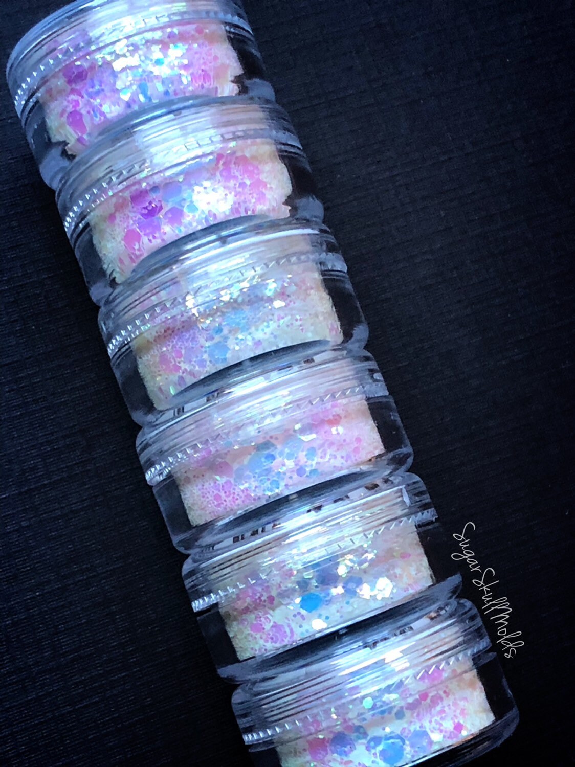 6 Jar Set Of Premium Chunky Color Changing UV Glitter