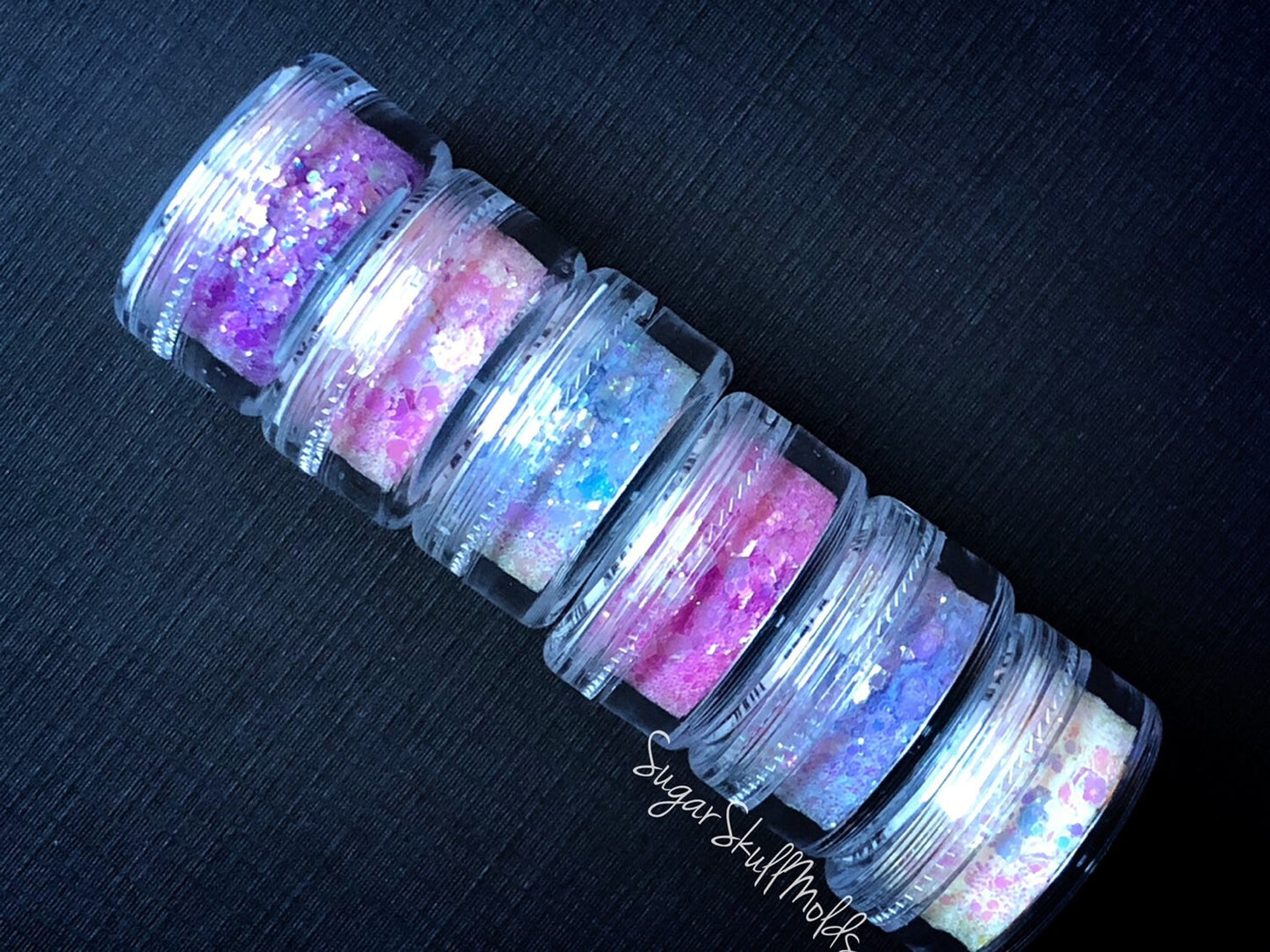 6 Jar Set Of Premium Chunky Color Changing UV Glitter