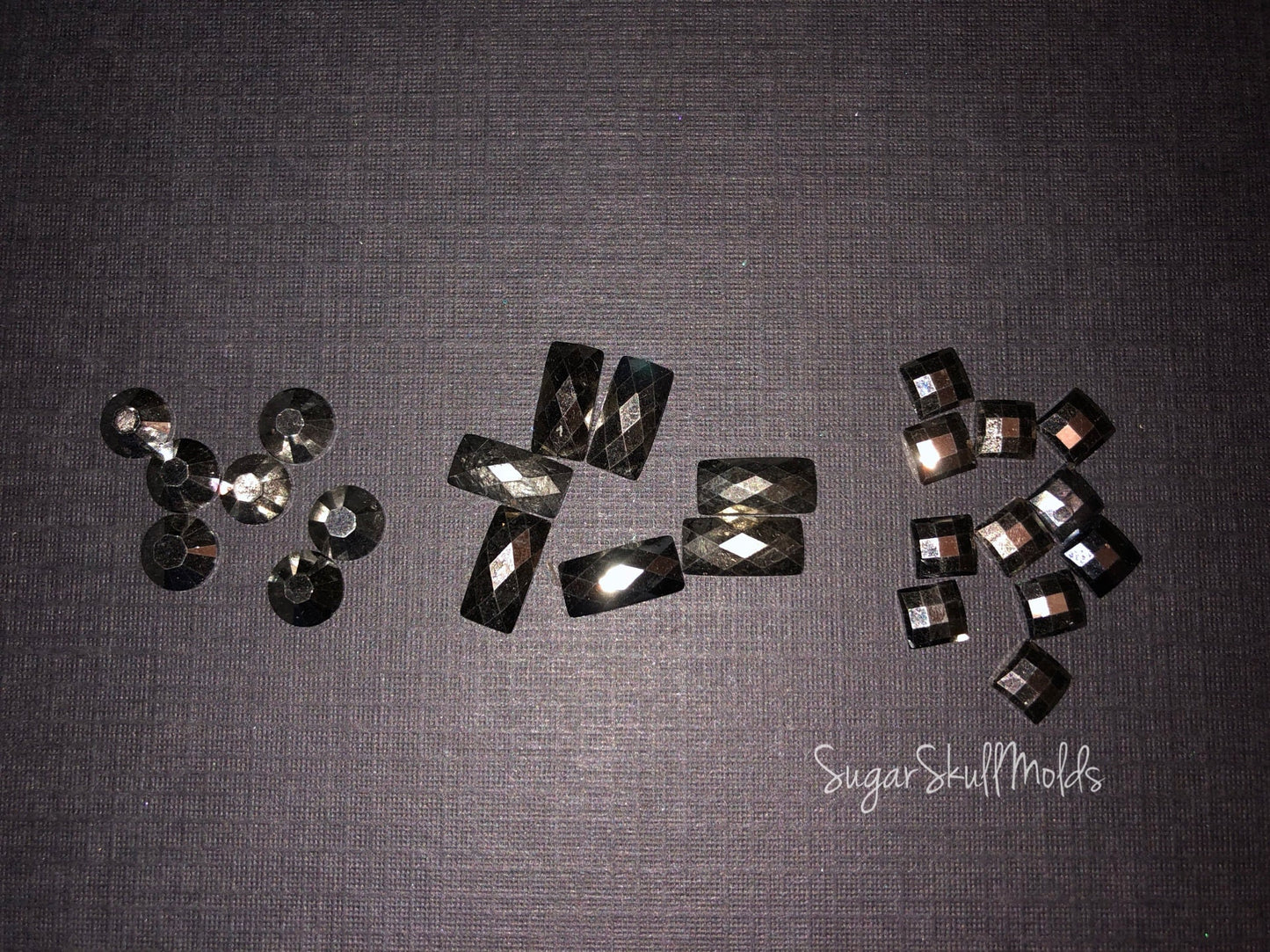 Set Of 3 Bags Of Assorted Shape Gunmetal Acrylic Rhinestone Flatback Cabochon