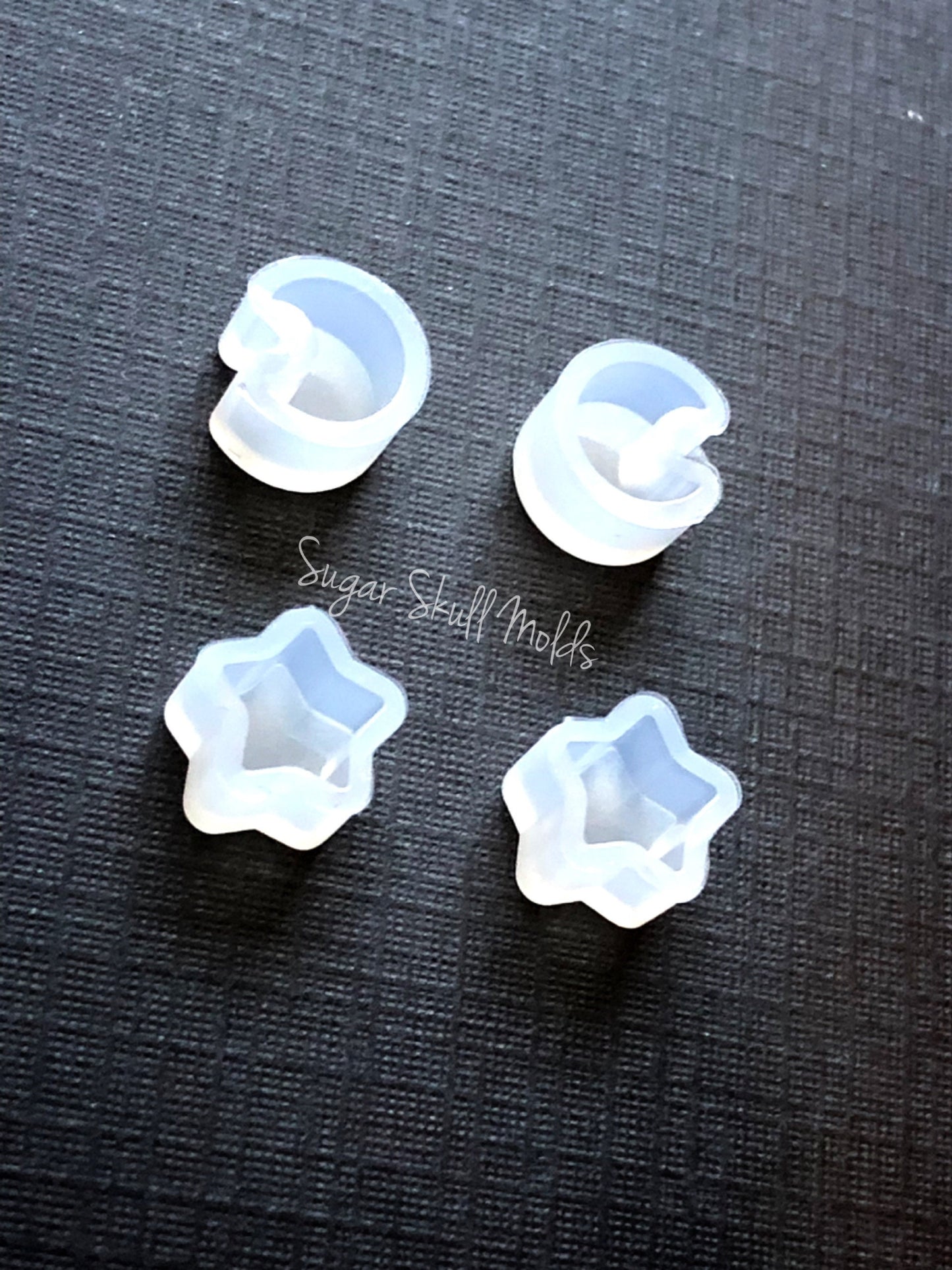 4pc Shiny Tiny Chubby Crescent Moon And Star Shape Silicone Molds