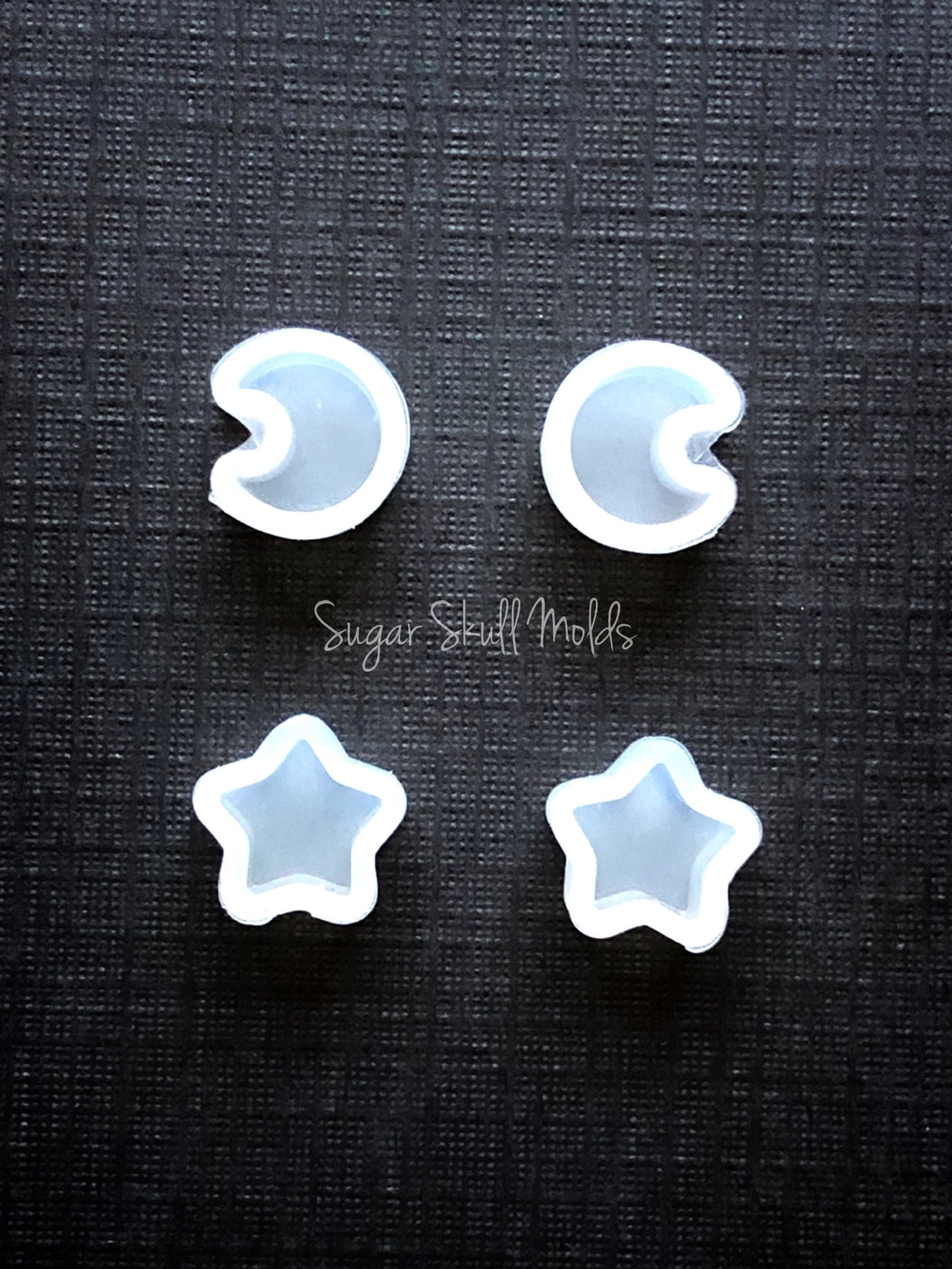 4pc Shiny Tiny Chubby Crescent Moon And Star Shape Silicone Molds
