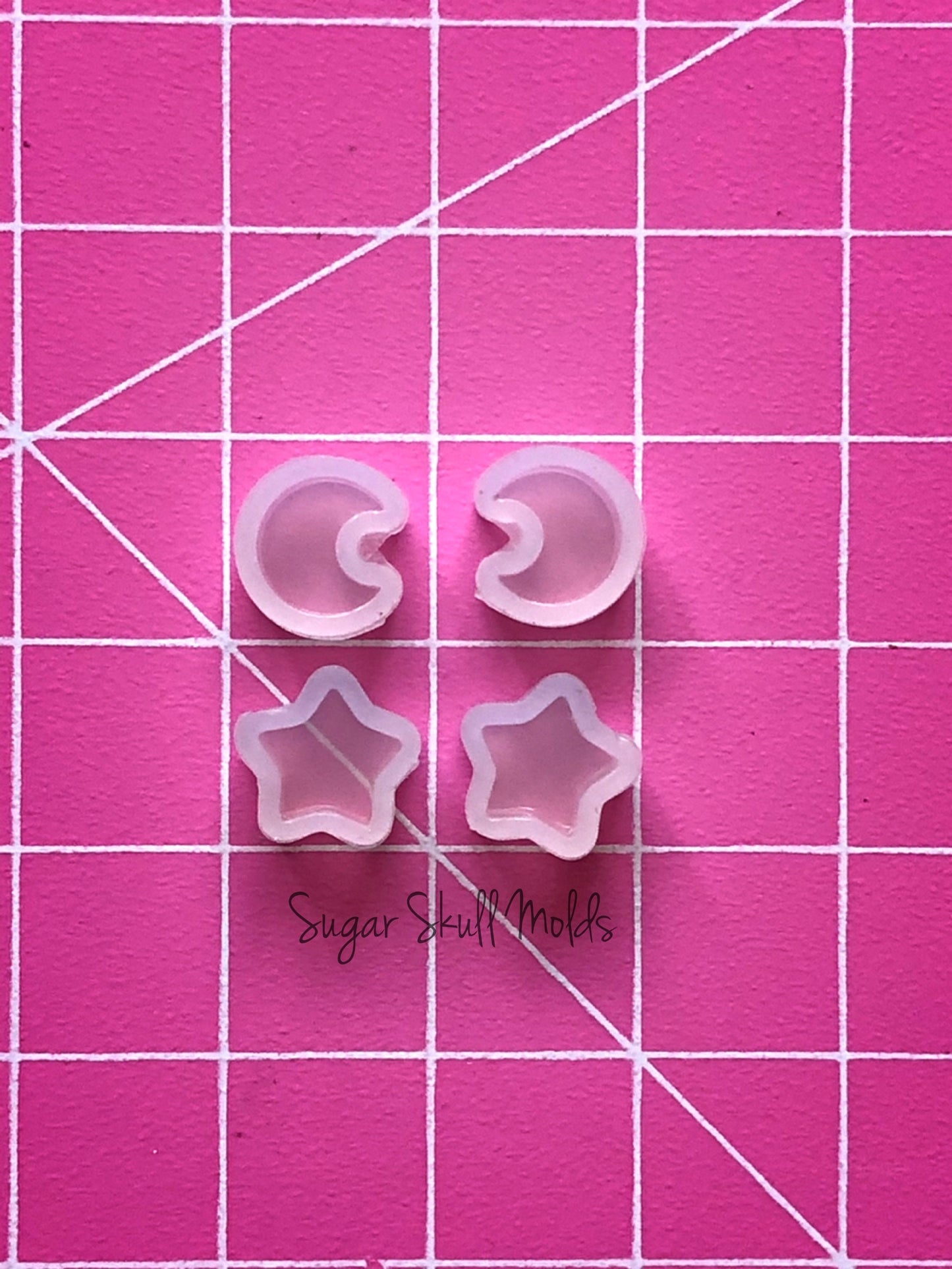 4pc Shiny Tiny Chubby Crescent Moon And Star Shape Silicone Molds
