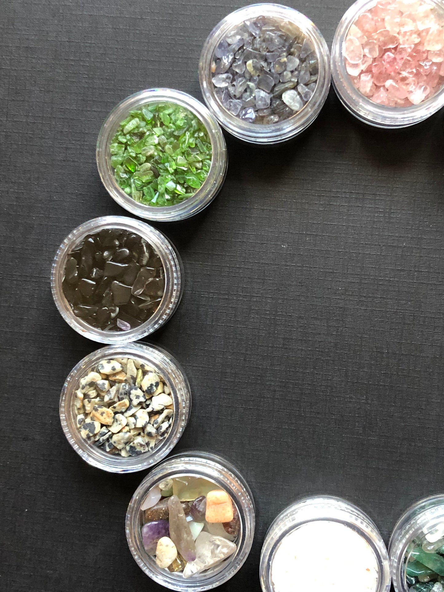 12 Jars Of Undrilled Semi Precious Stone Chips SET 5