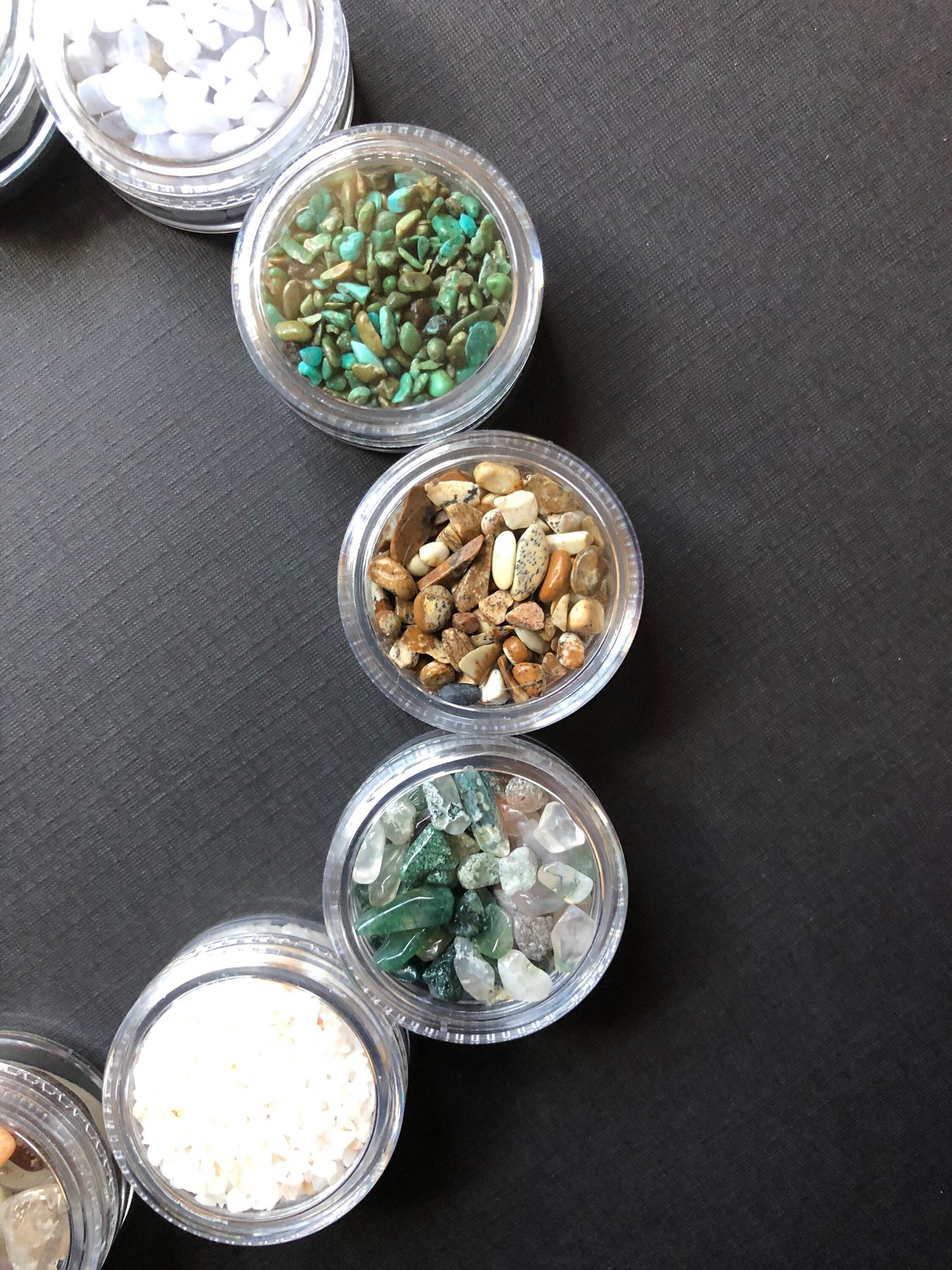 12 Jars Of Undrilled Semi Precious Stone Chips SET 5