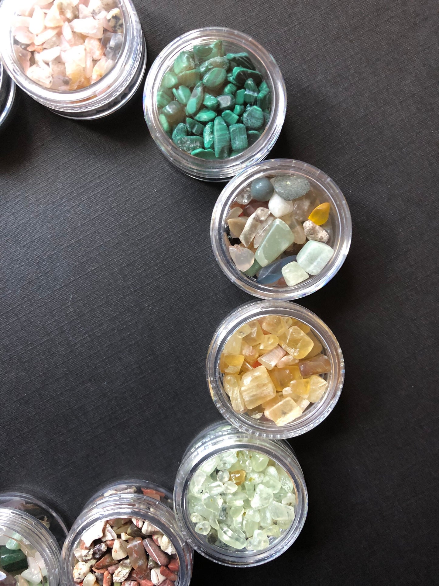 12 Jars Of Undrilled Semi Precious Stone Chips SET 6