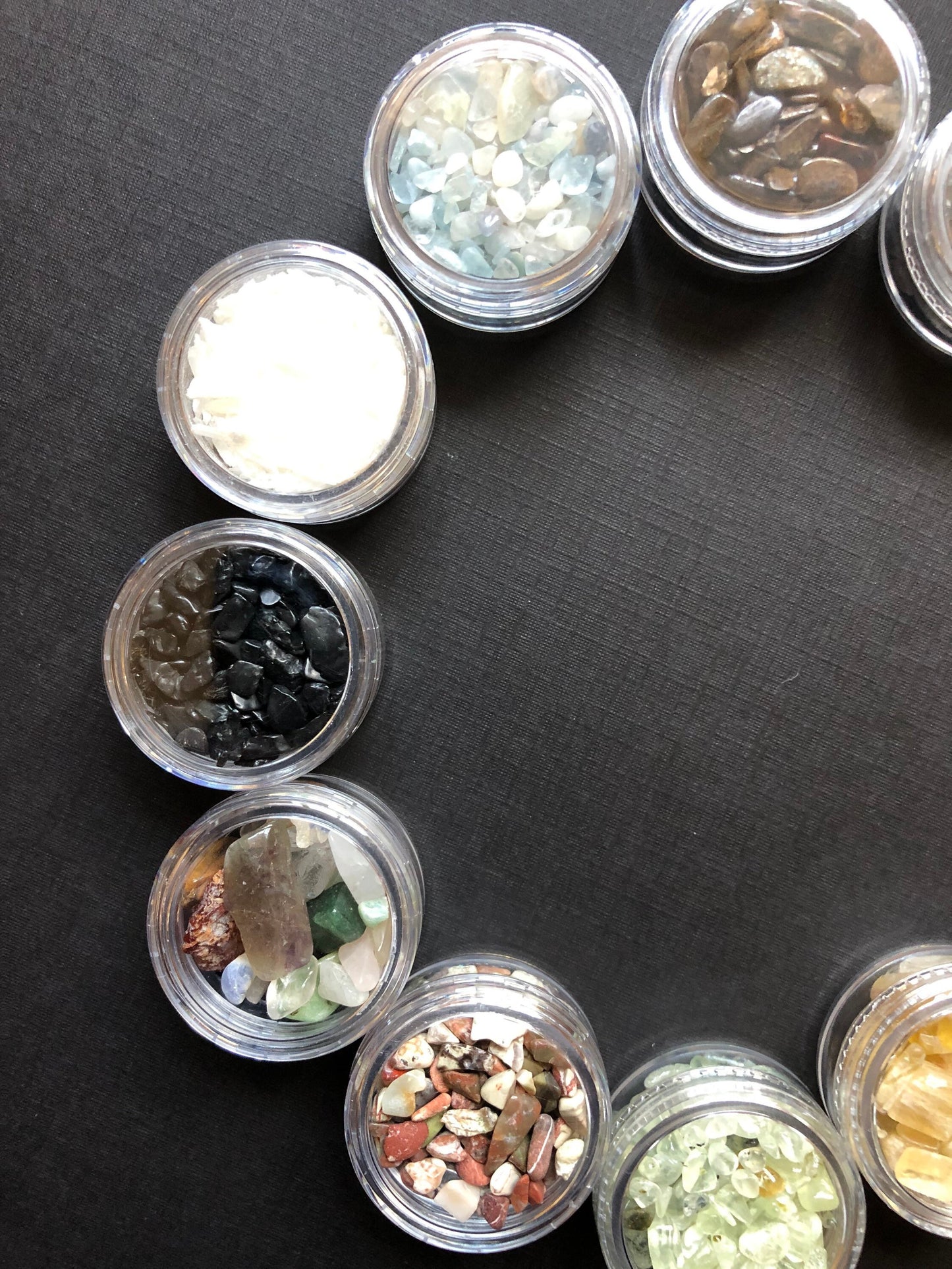 12 Jars Of Undrilled Semi Precious Stone Chips SET 6