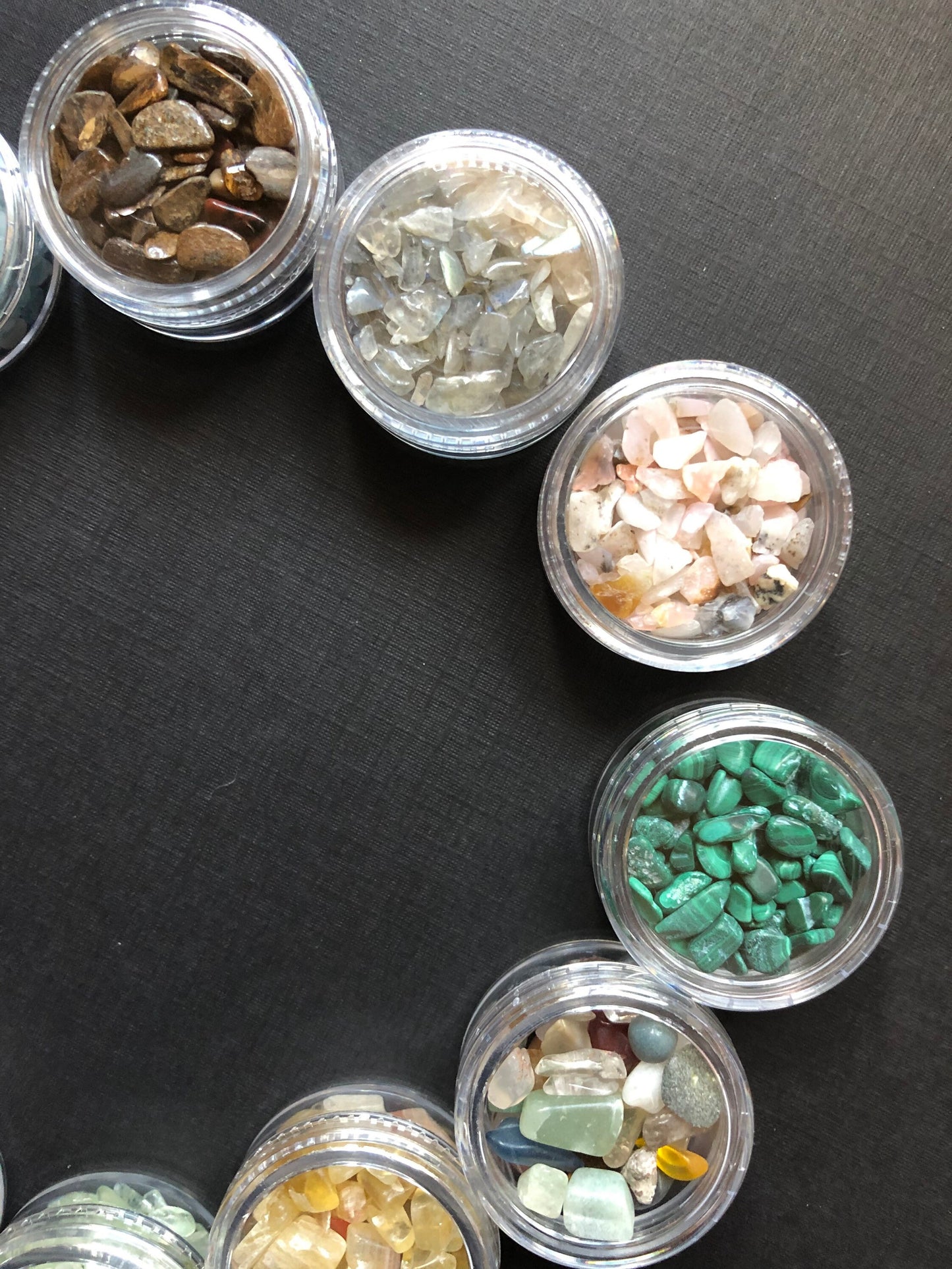 12 Jars Of Undrilled Semi Precious Stone Chips SET 6