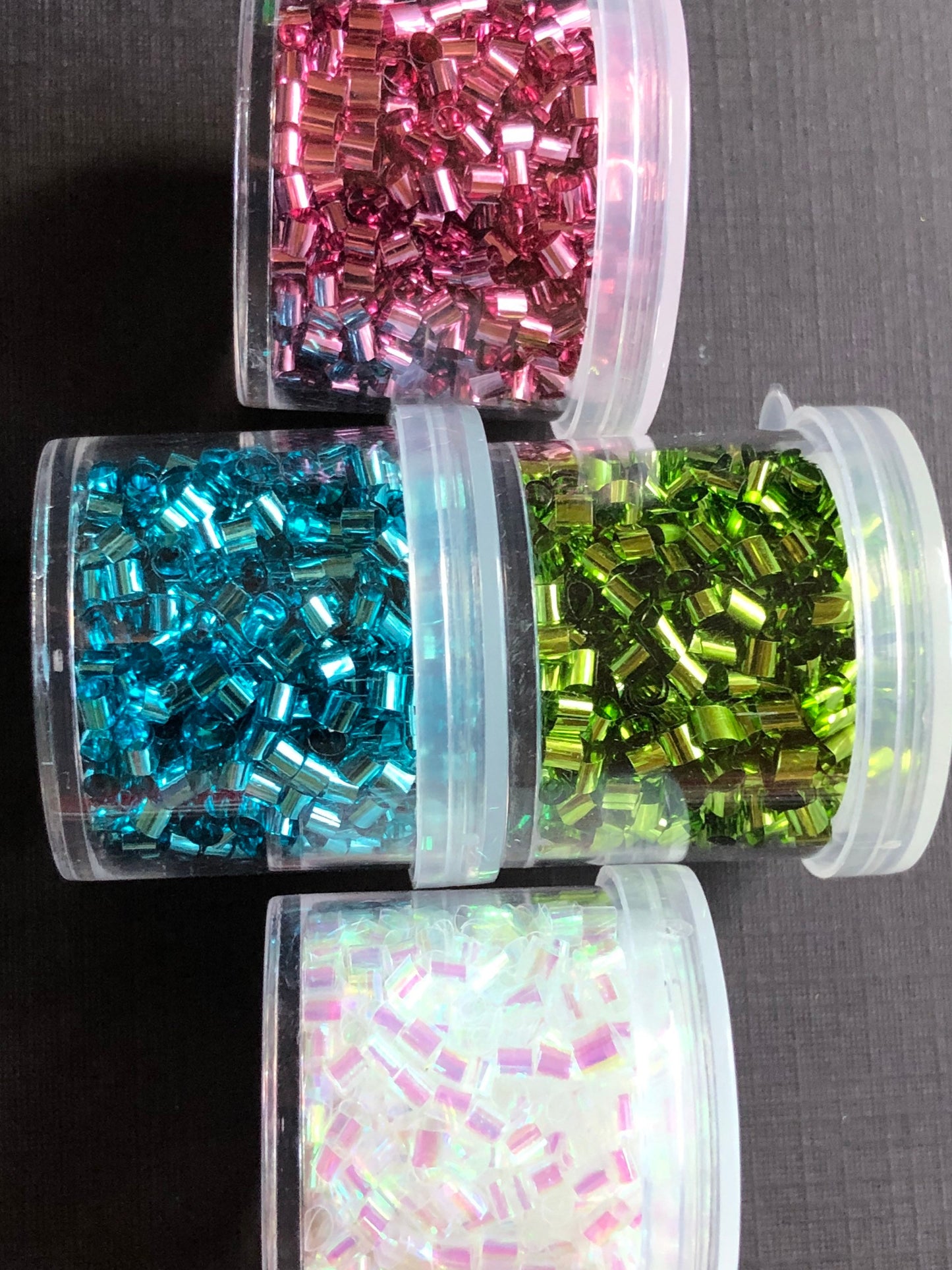 4 Jar Set Of Premium Metallic Pastel Tube Glitter Curls For Dry Shakers