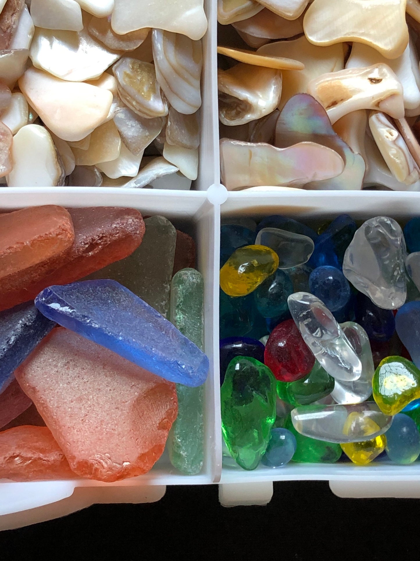 12 Compartment Box Of Natural Sea Shells Crushed Shell Chips Tumbled Beach Sea Glass For Crafts Resin Jewelry