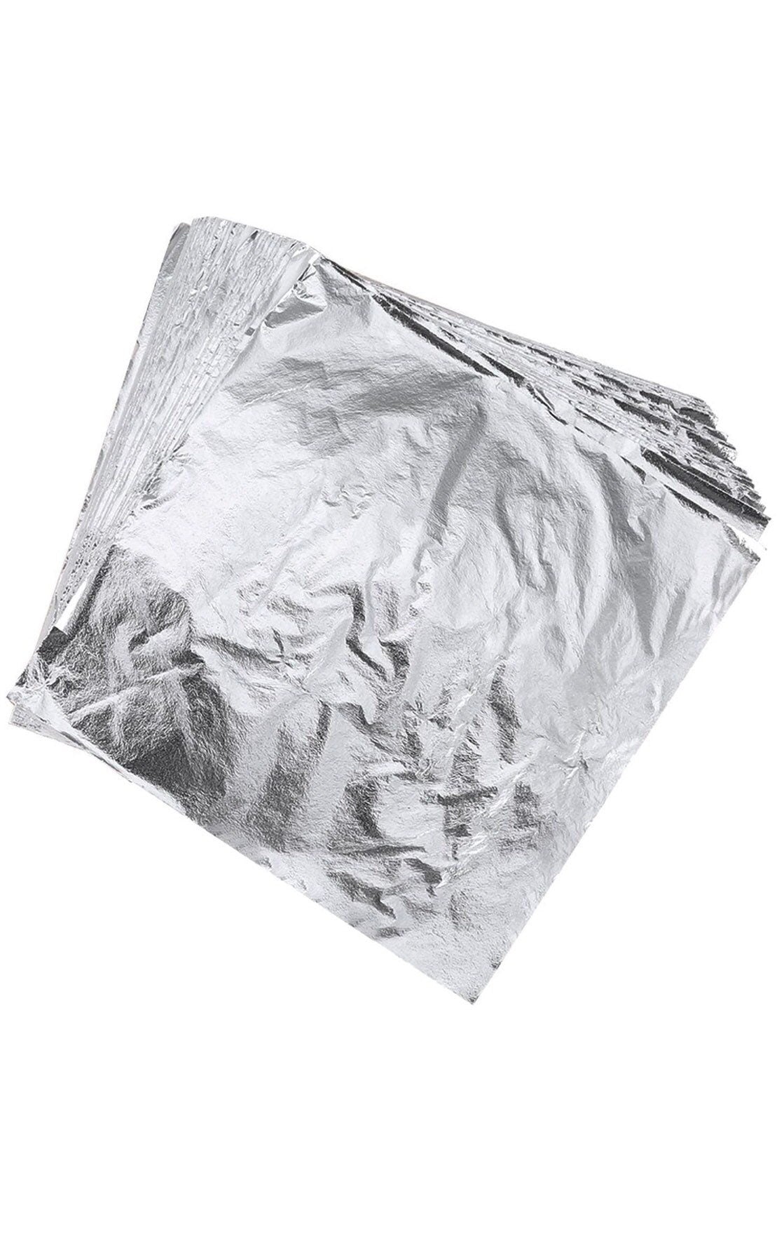 100 Sheets Of Silver Metal Foil Leaf Sheets 14x14cm