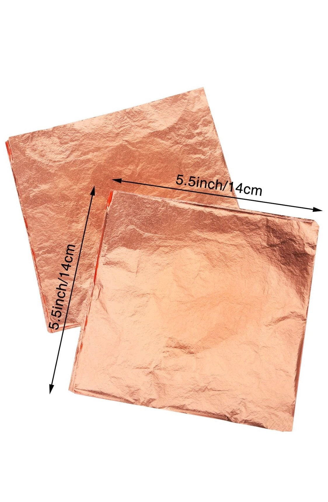 100 Sheets Of Copper Metal Foil Leaf Sheets 14x14cm