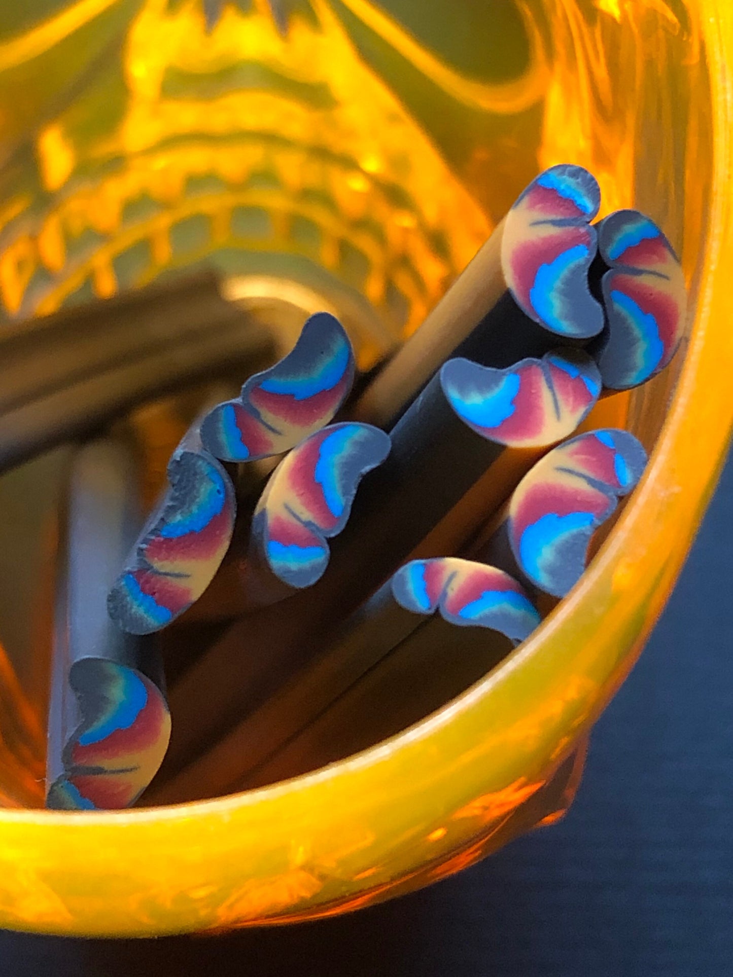 10 Colorful Butterfly Wing Polymer Clay Canes for Slices