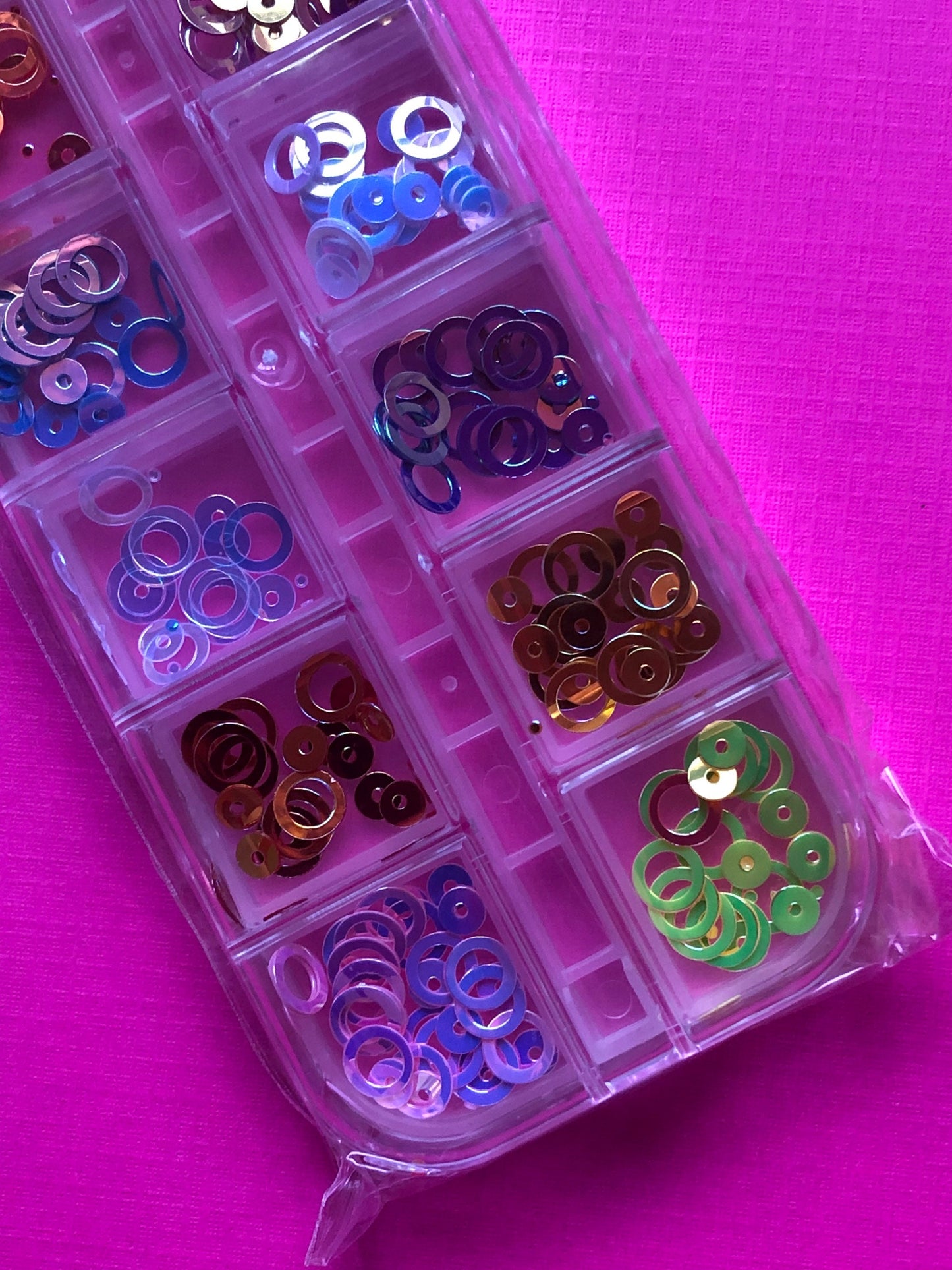 12 Assorted AB Open Ring and Teeny Polka Dot Glitter Shapes Confetti